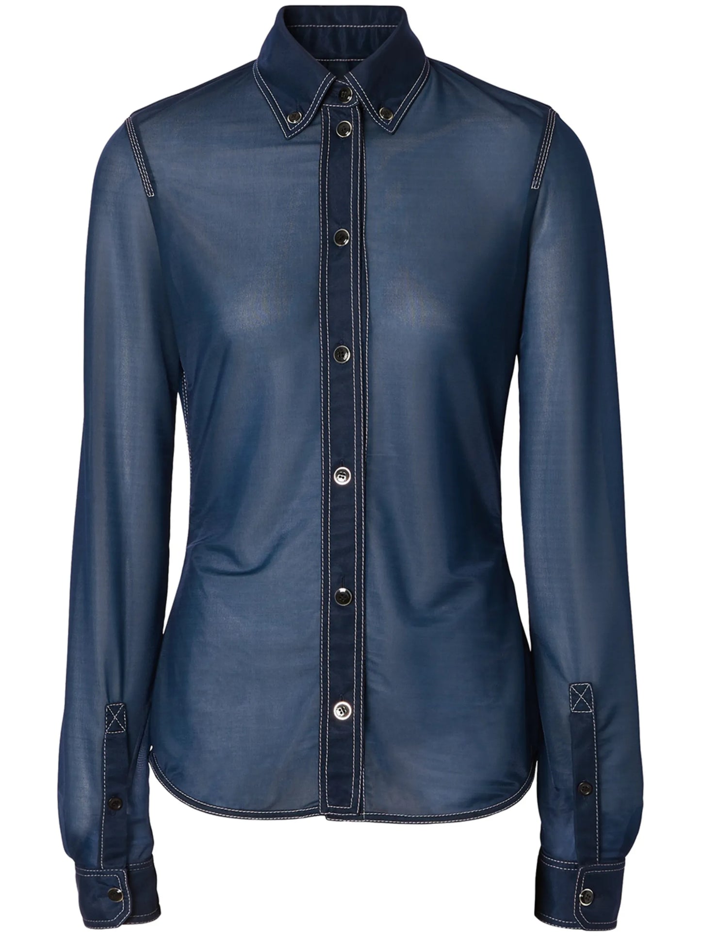 semi-sheer button-down shirt