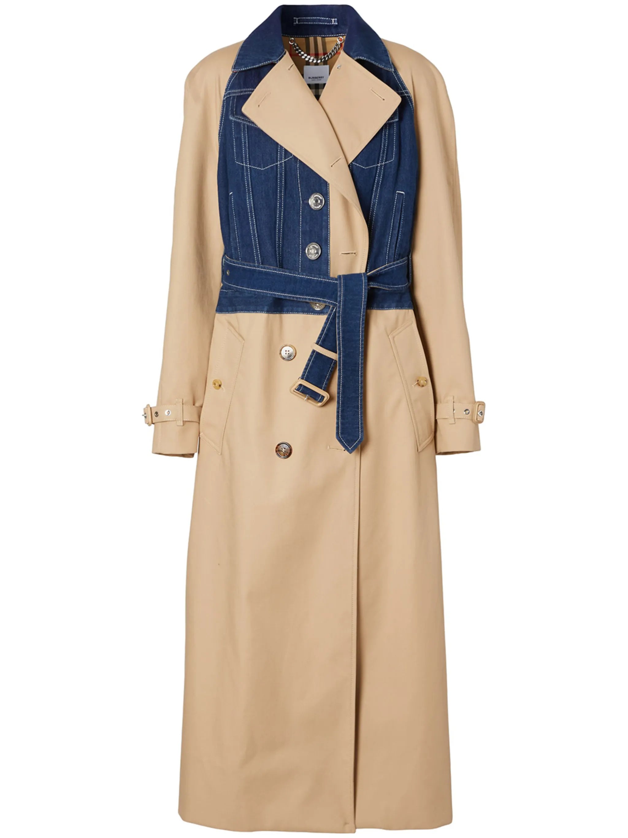 panelled cotton gabardine trench coat