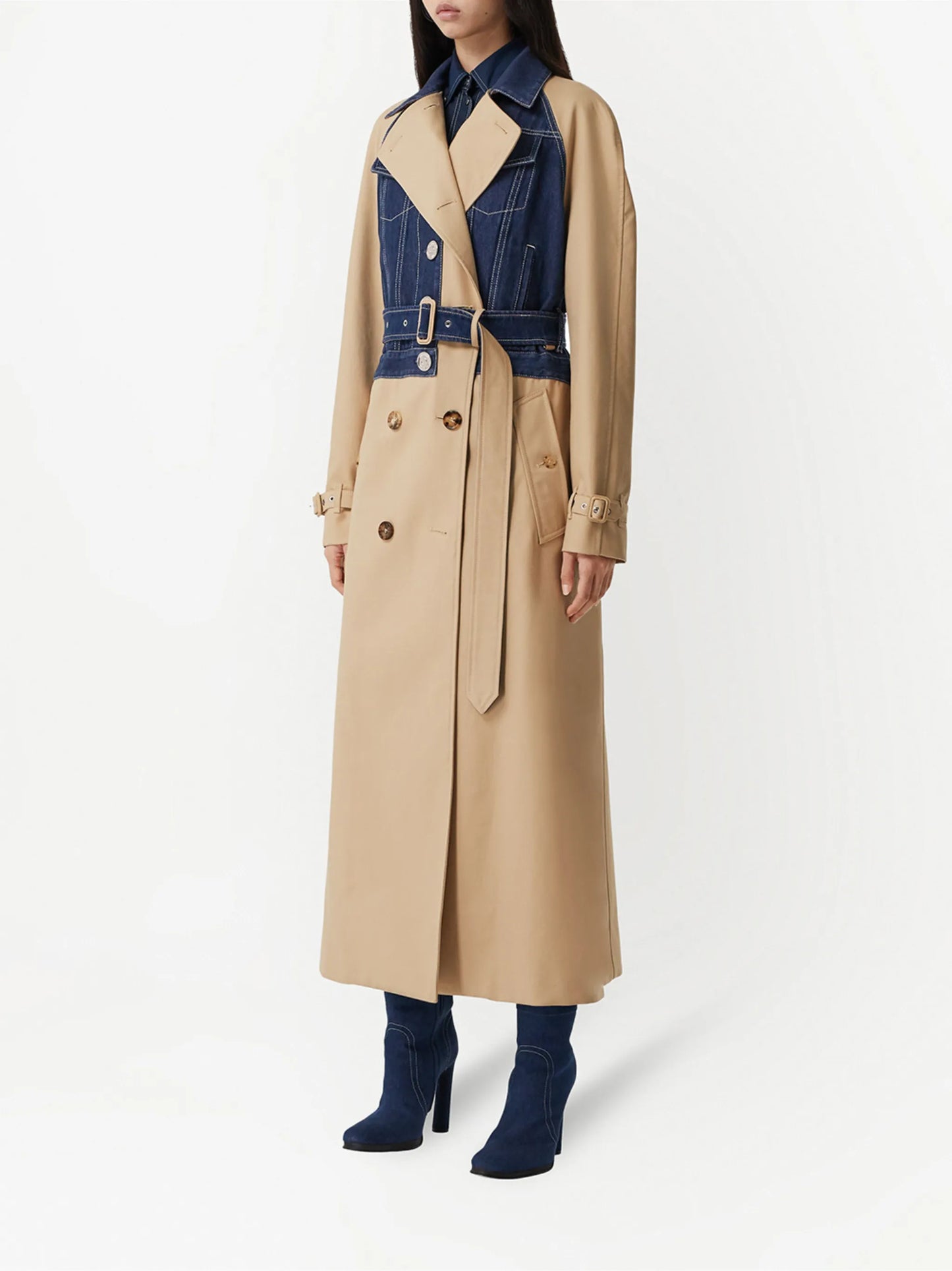 panelled cotton gabardine trench coat