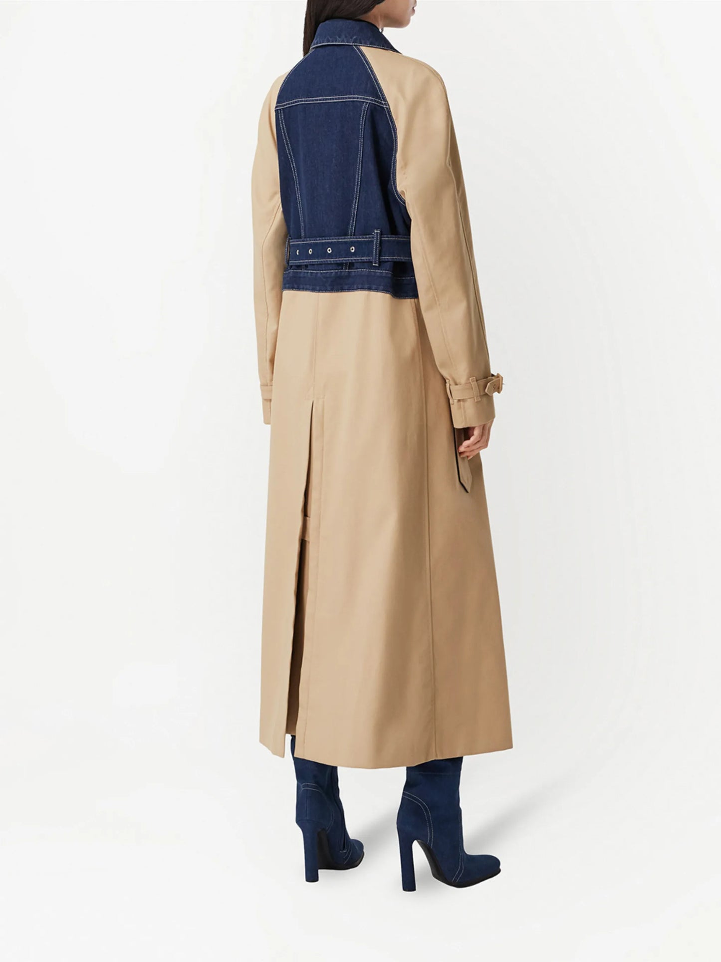 panelled cotton gabardine trench coat