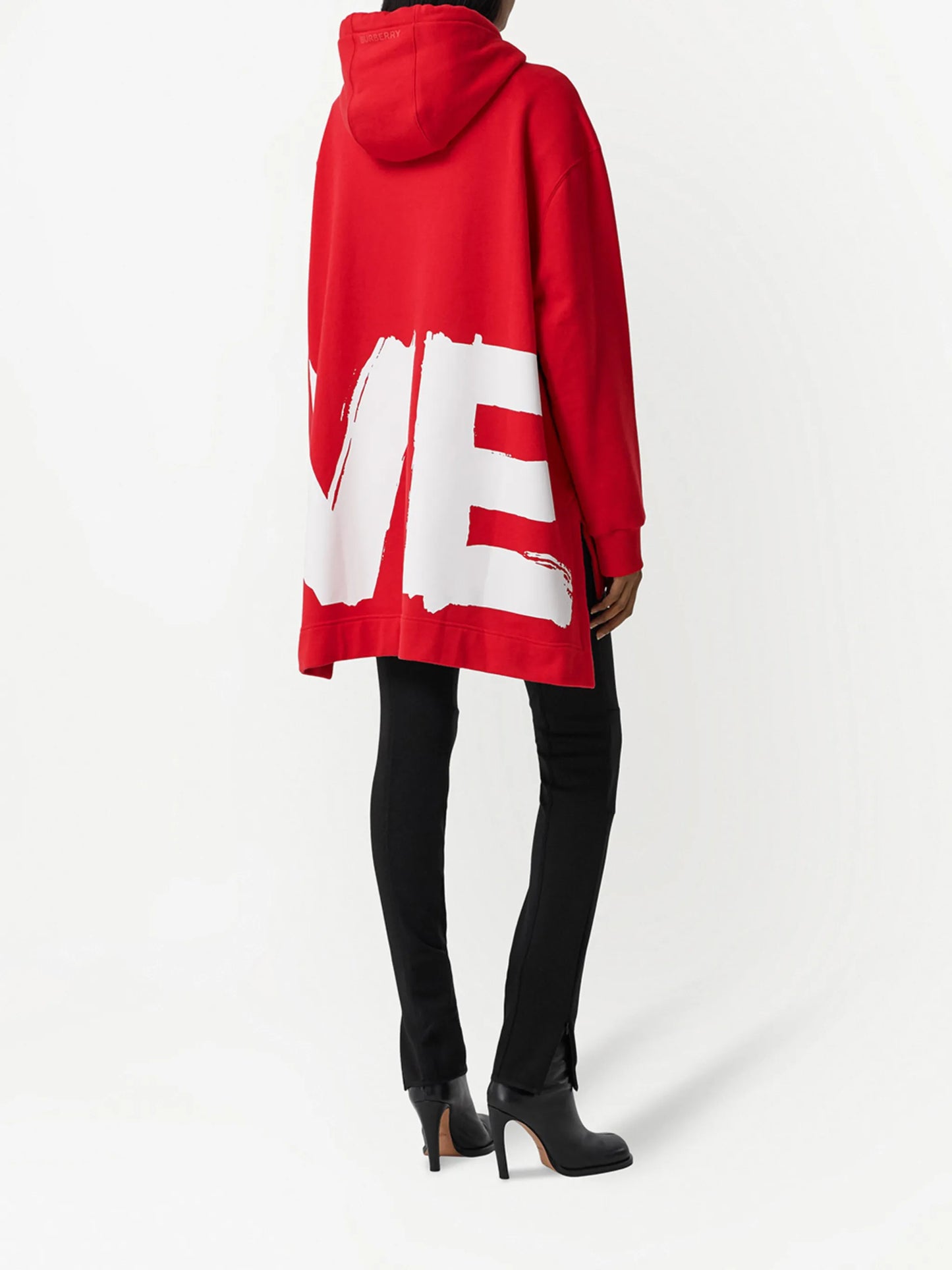 love-print oversized cotton hoodie