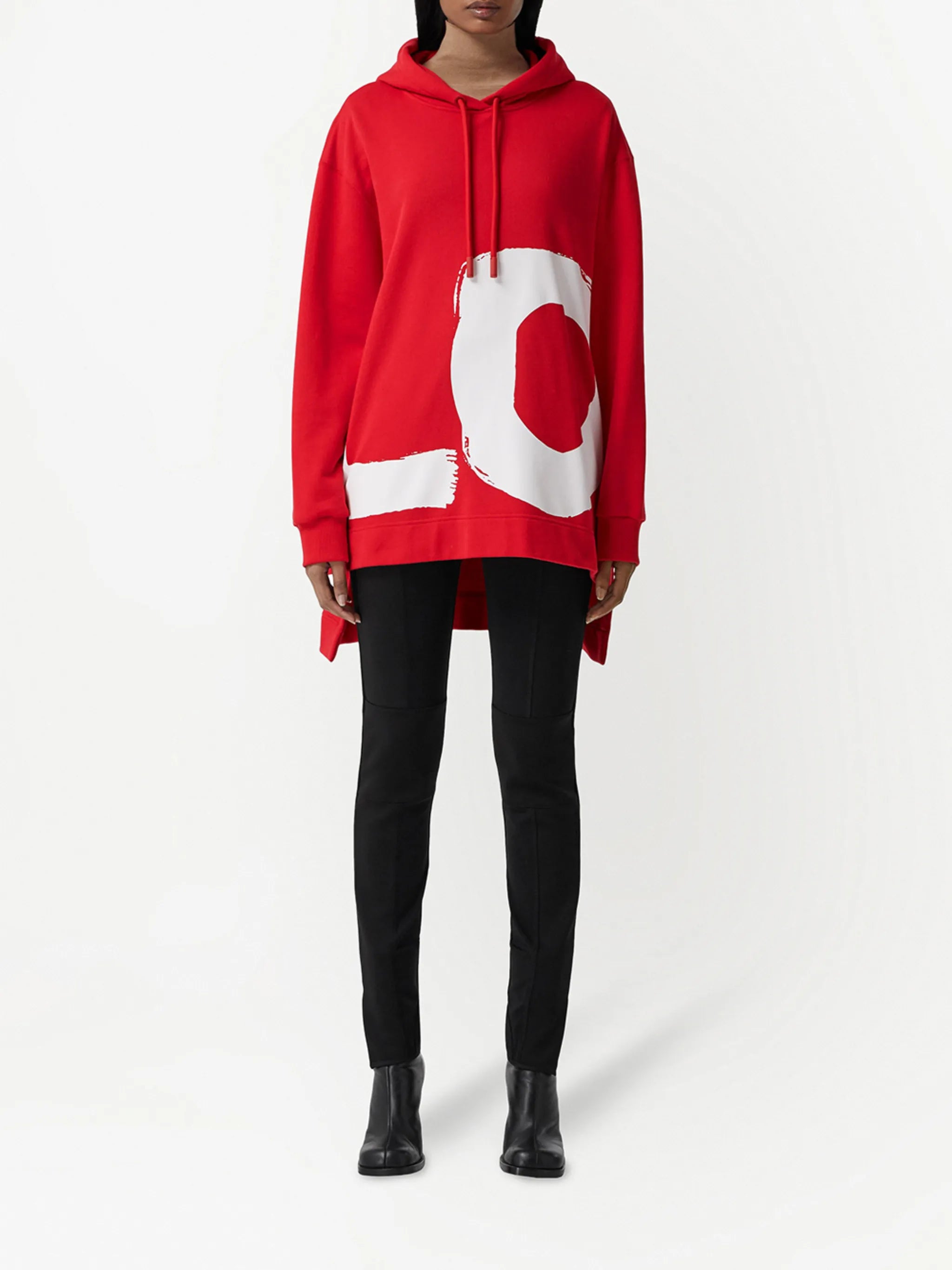 love-print oversized cotton hoodie