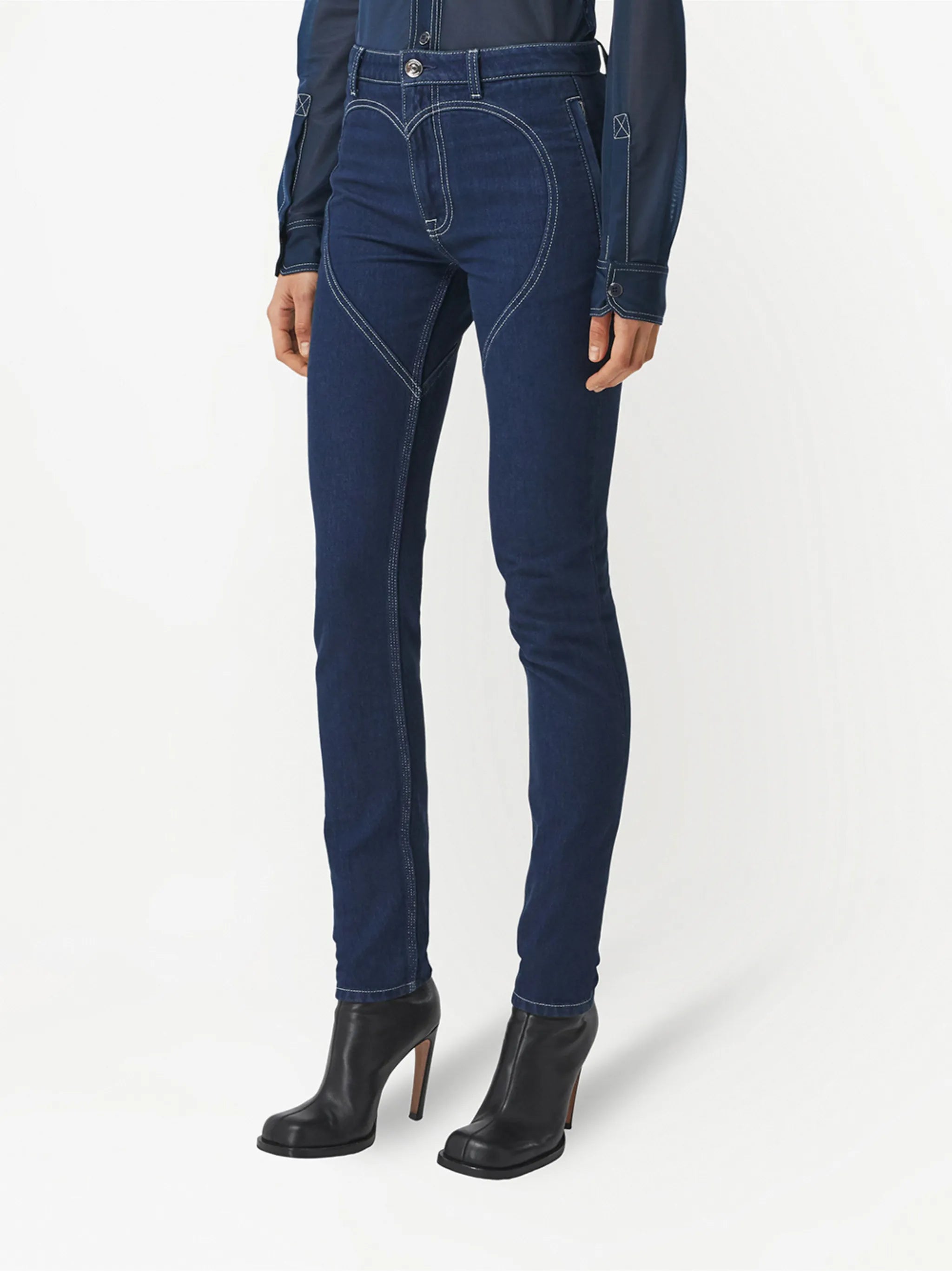 high-rise heart-motif skinny jeans