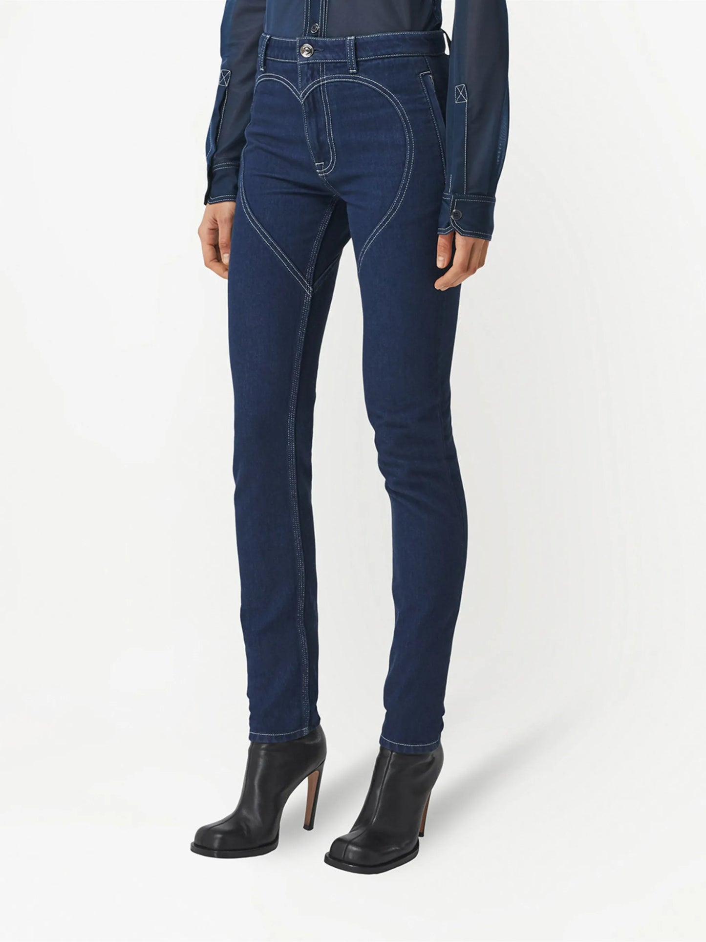 high-rise heart-motif skinny jeans