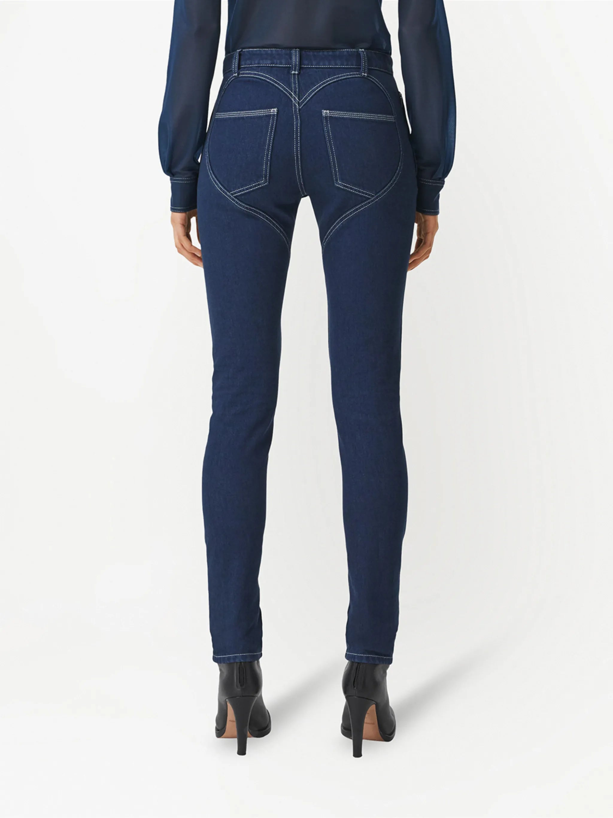 high-rise heart-motif skinny jeans