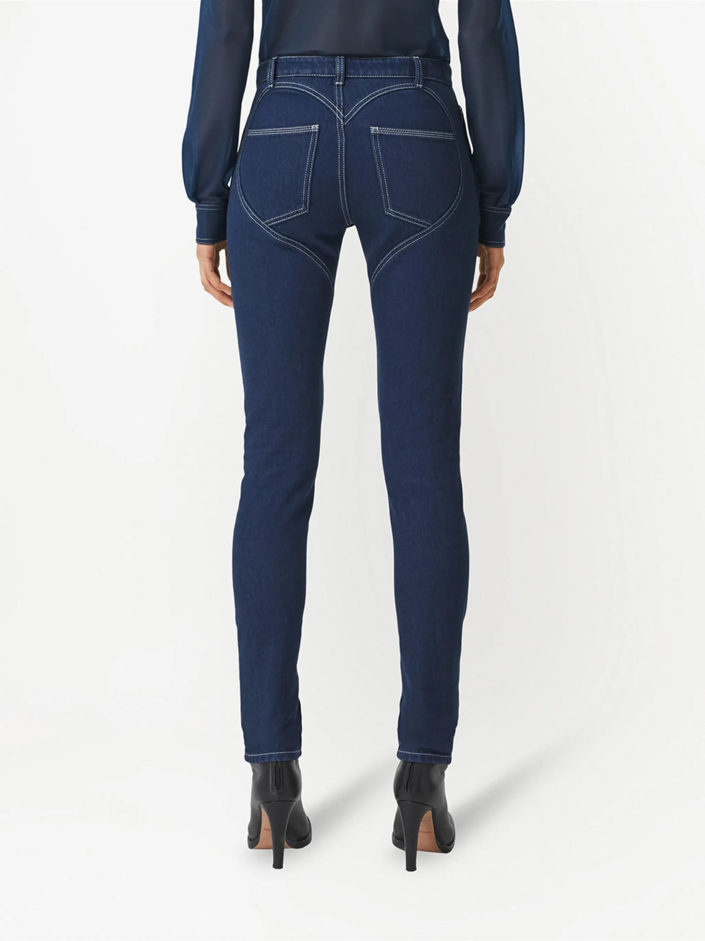 high-rise heart-motif skinny jeans