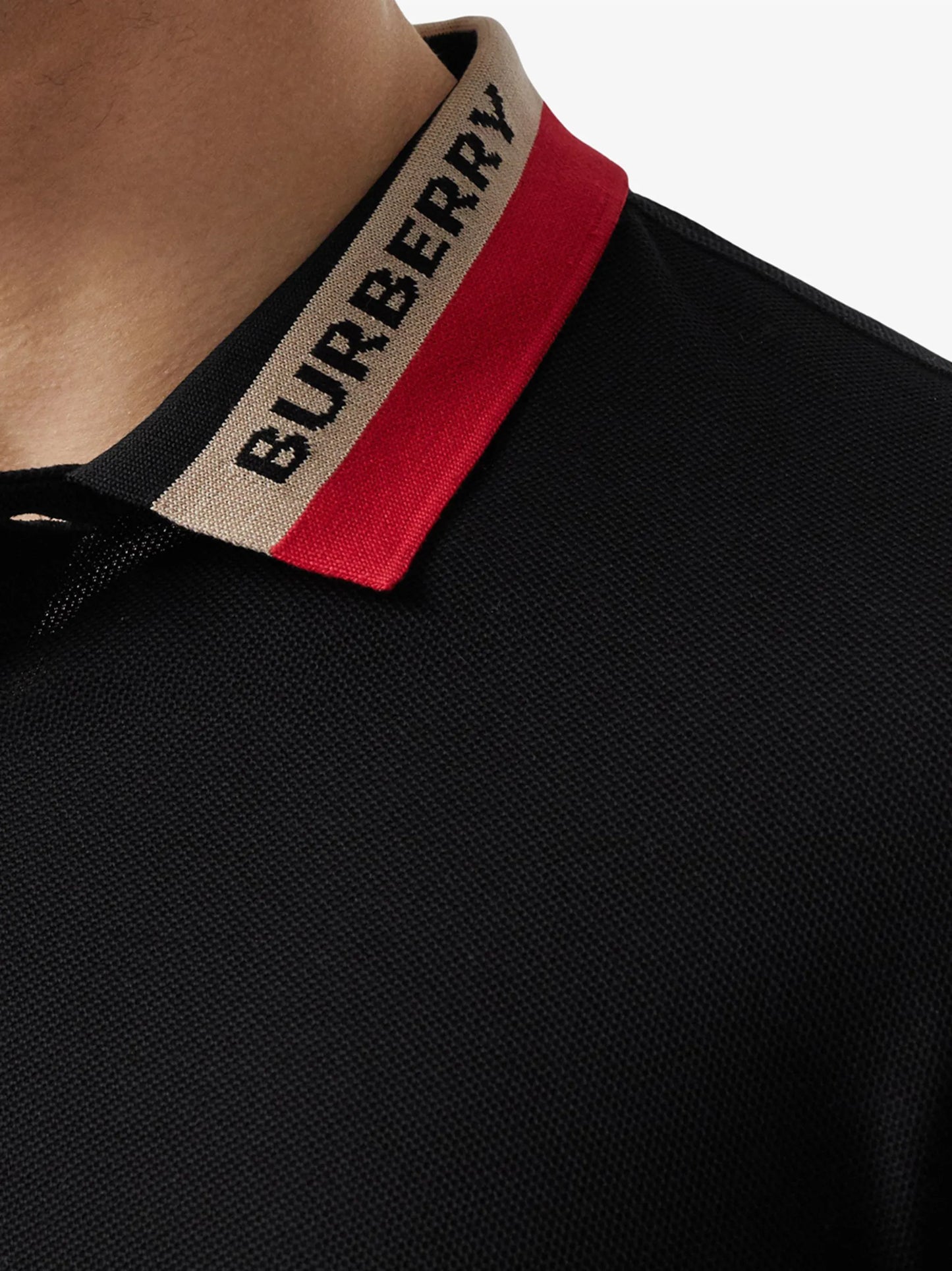 contrast-collar piqué polo shirt