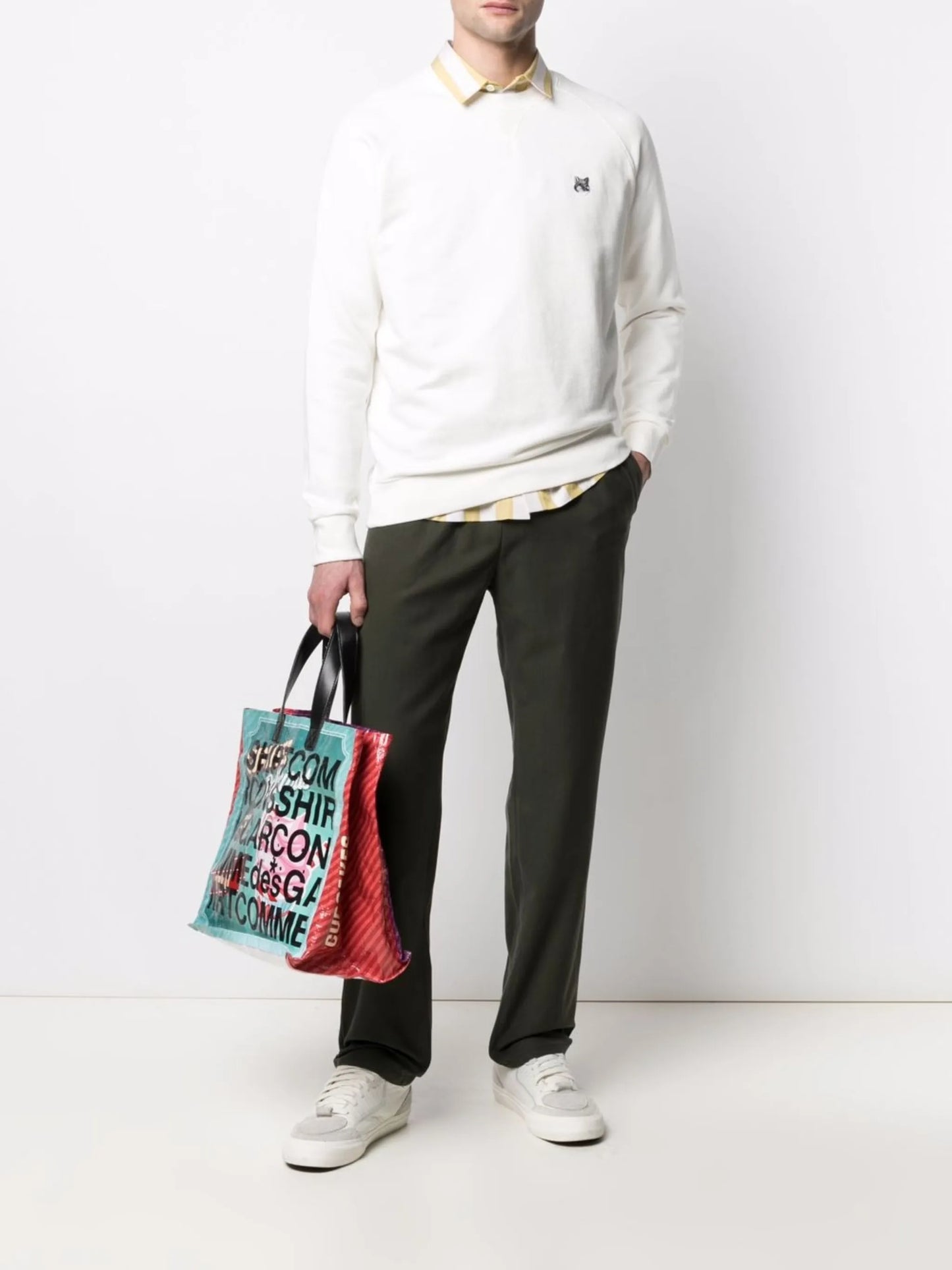 fox-patch cotton sweatshirt
