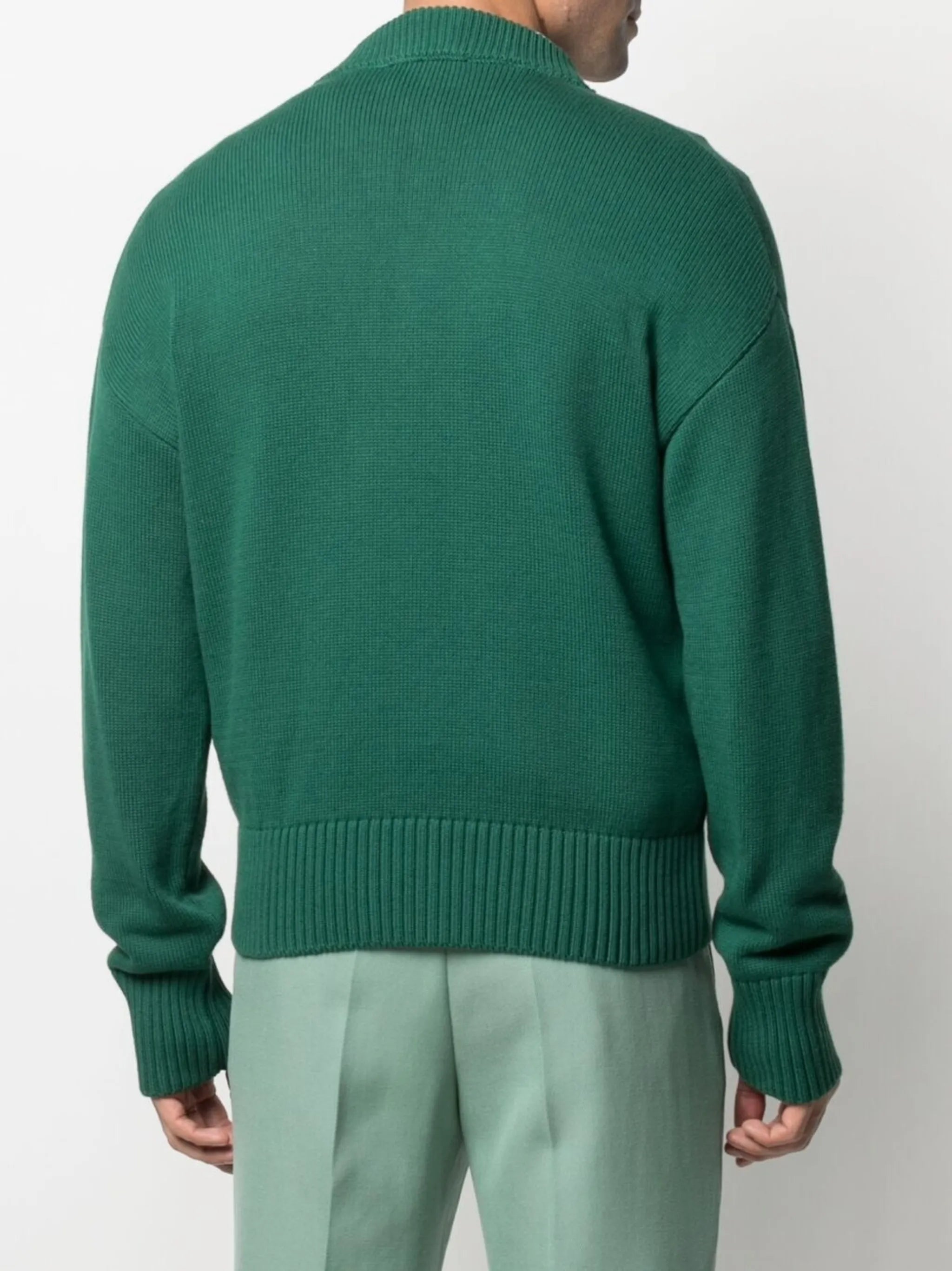 embroidered-logo V-neck cardigan