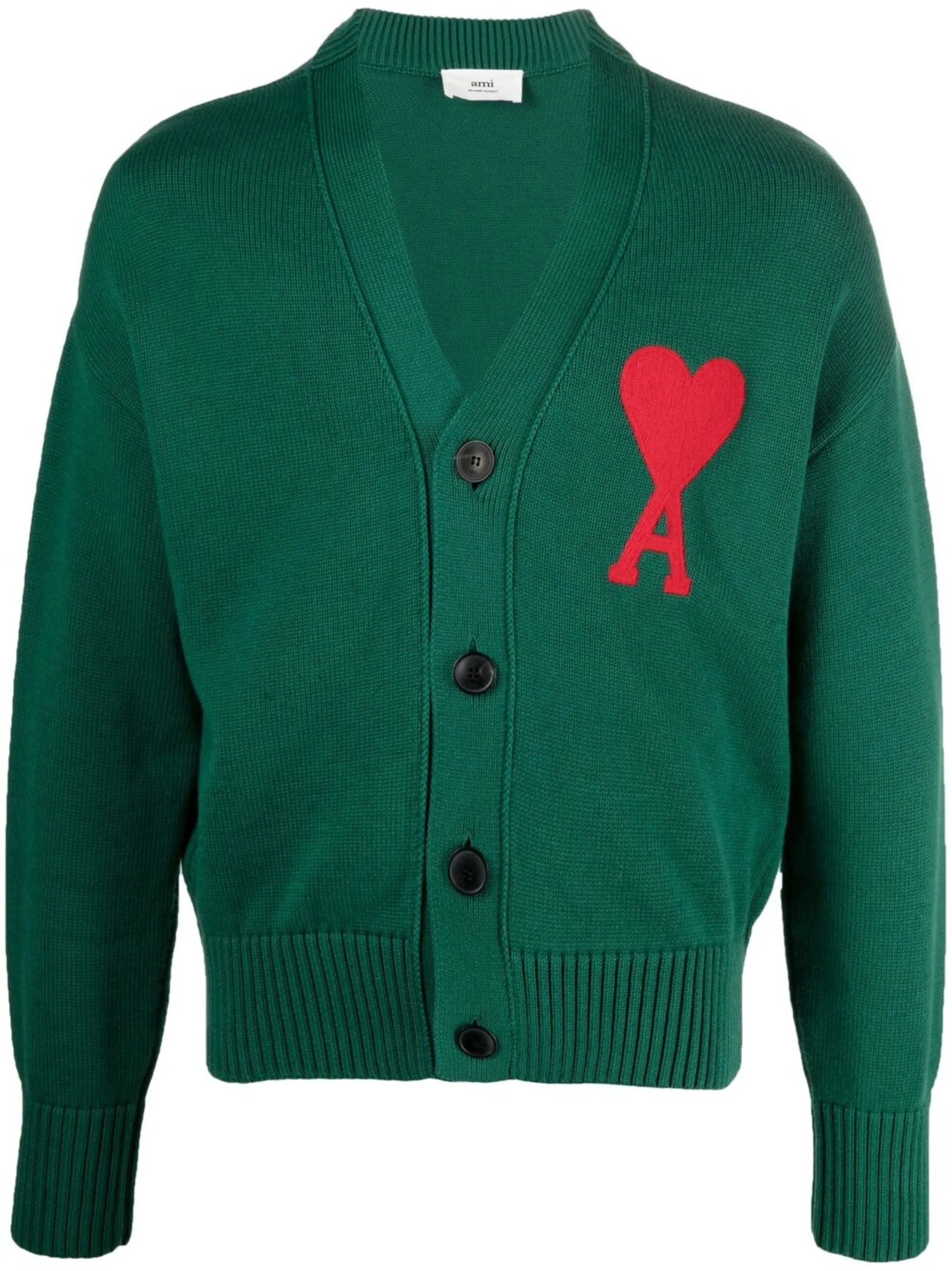 embroidered-logo V-neck cardigan