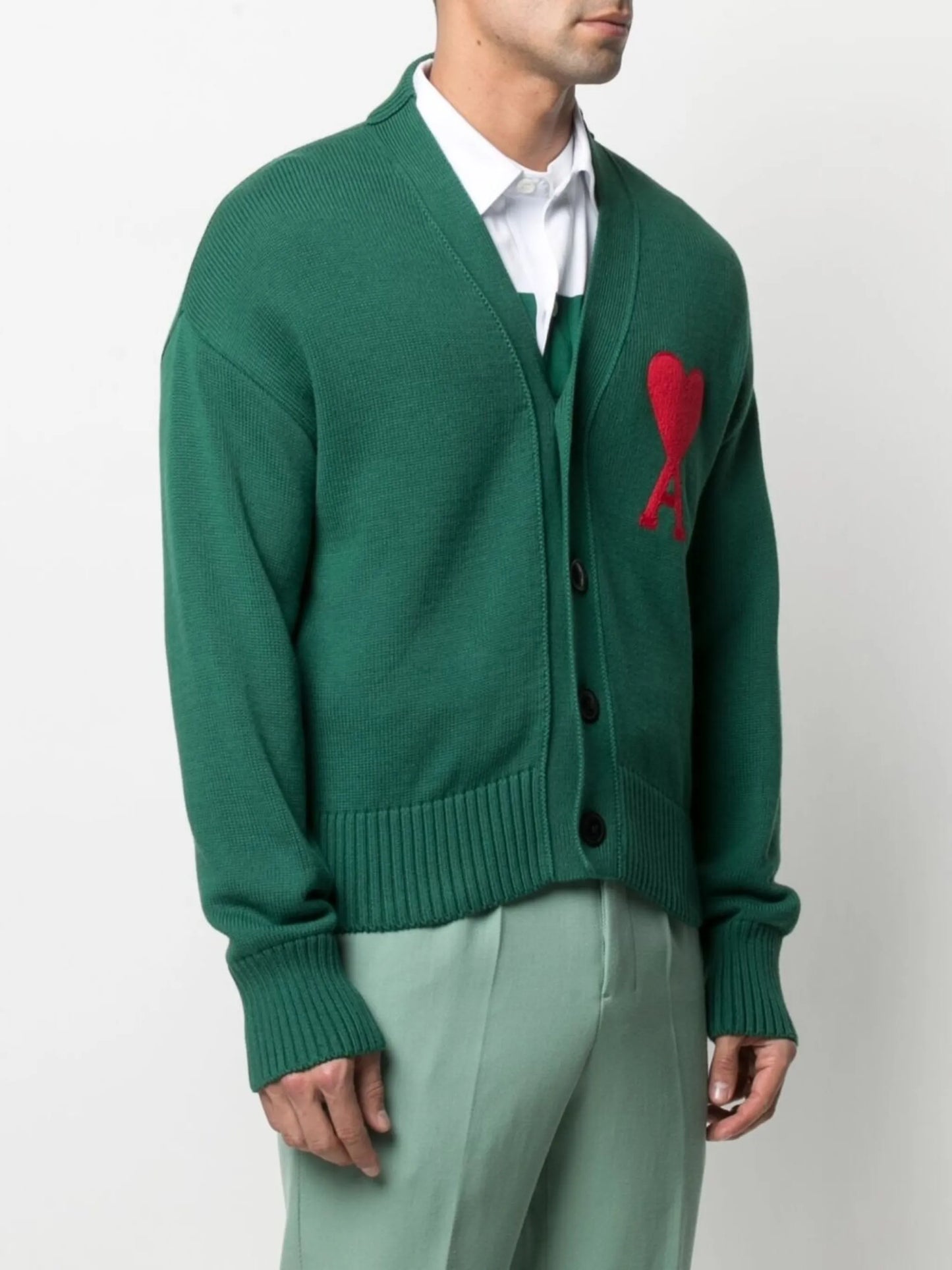 embroidered-logo V-neck cardigan