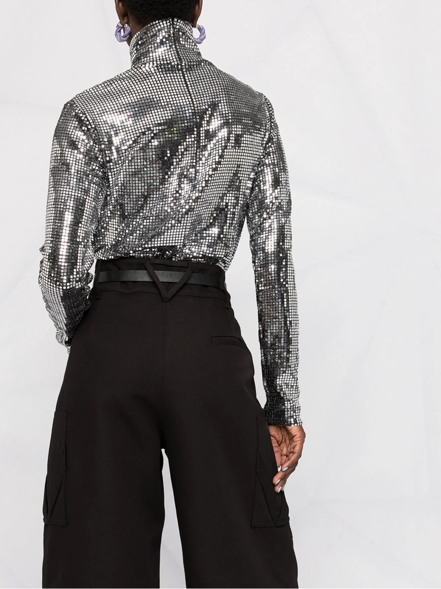 high-waist cargo trousers