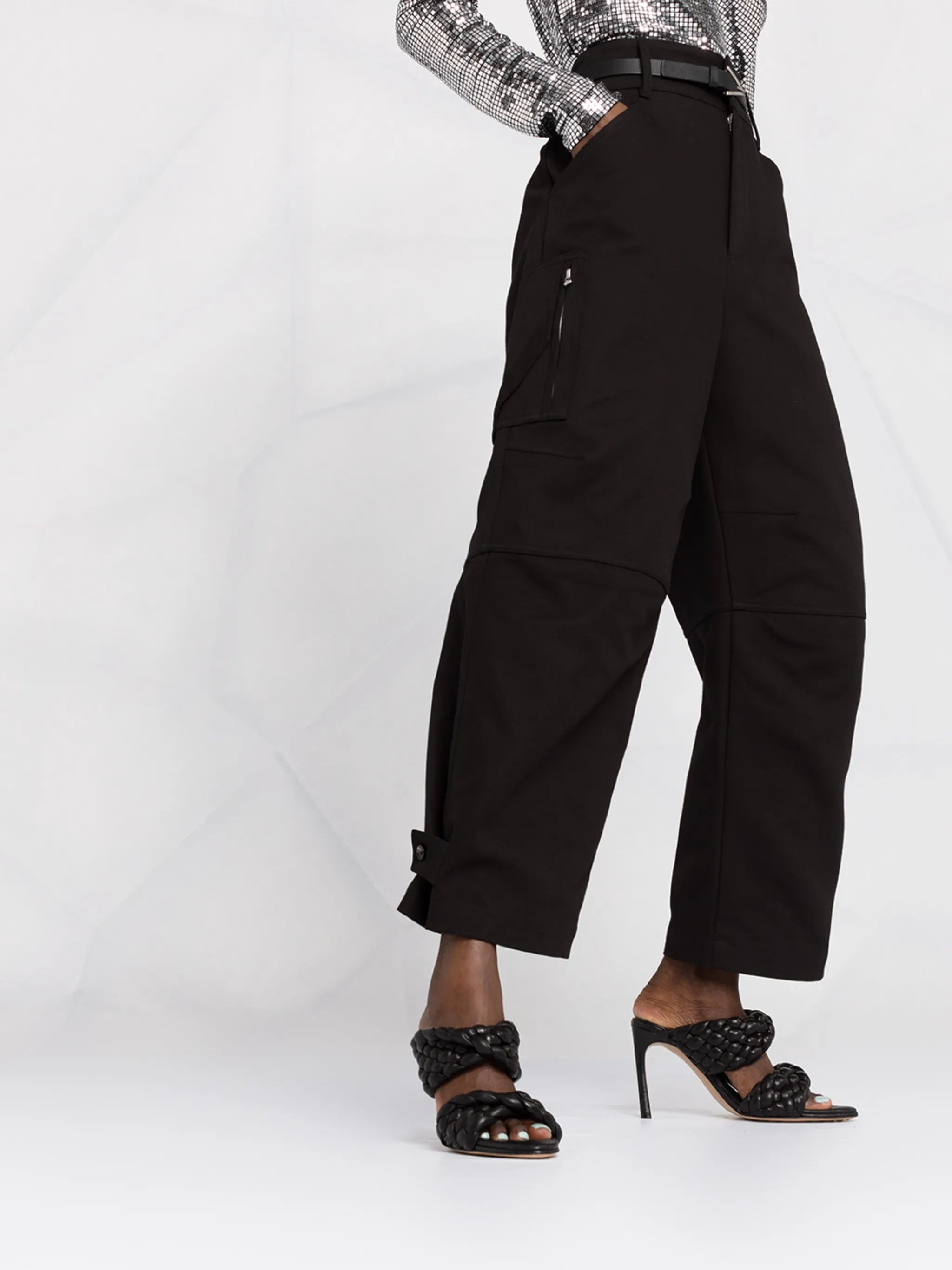 high-waist cargo trousers