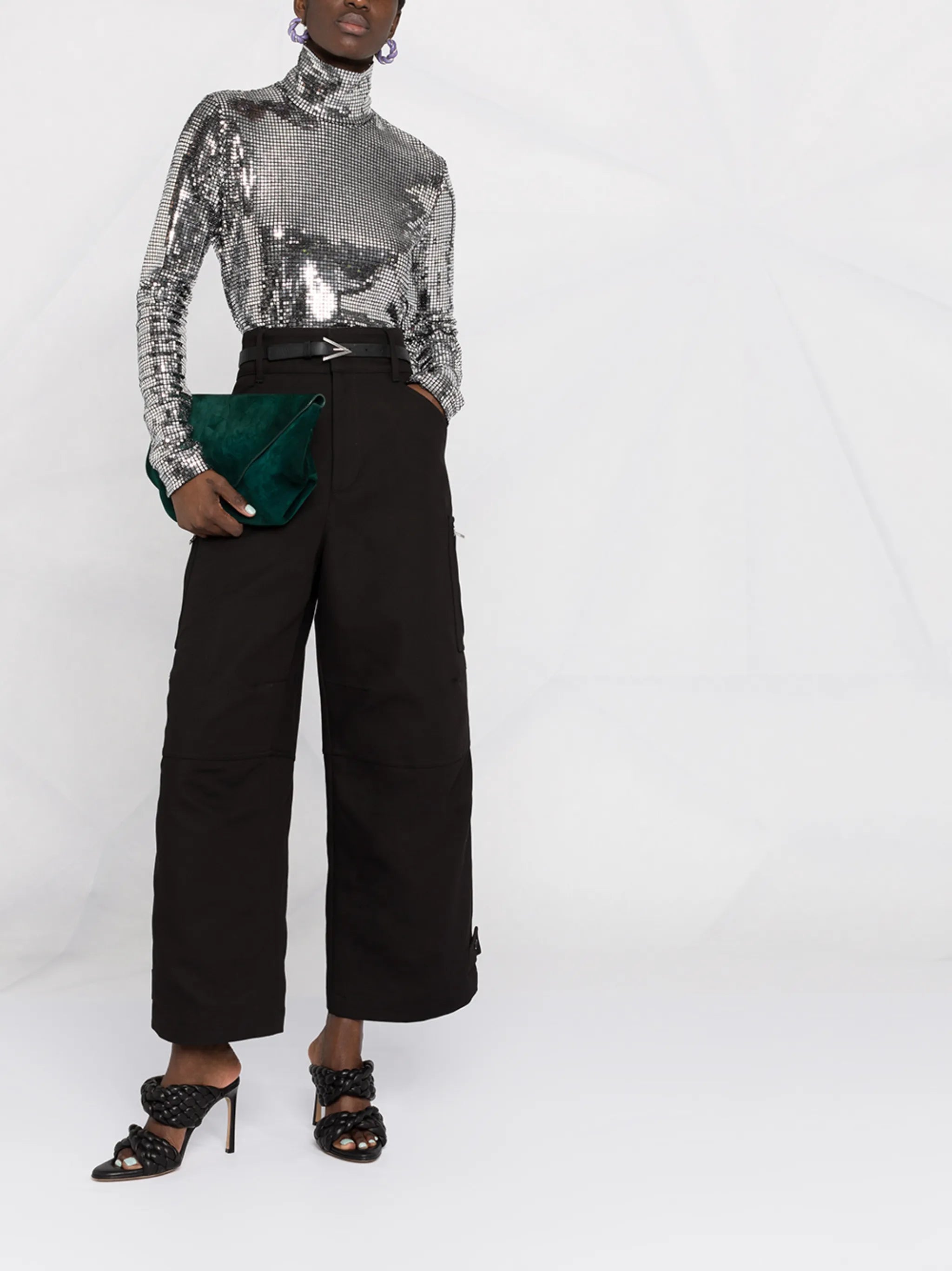 high-waist cargo trousers