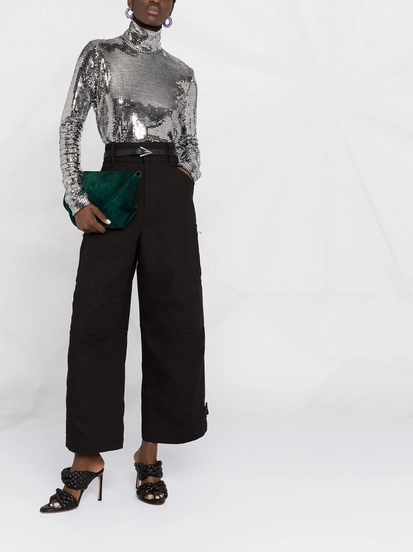 high-waist cargo trousers