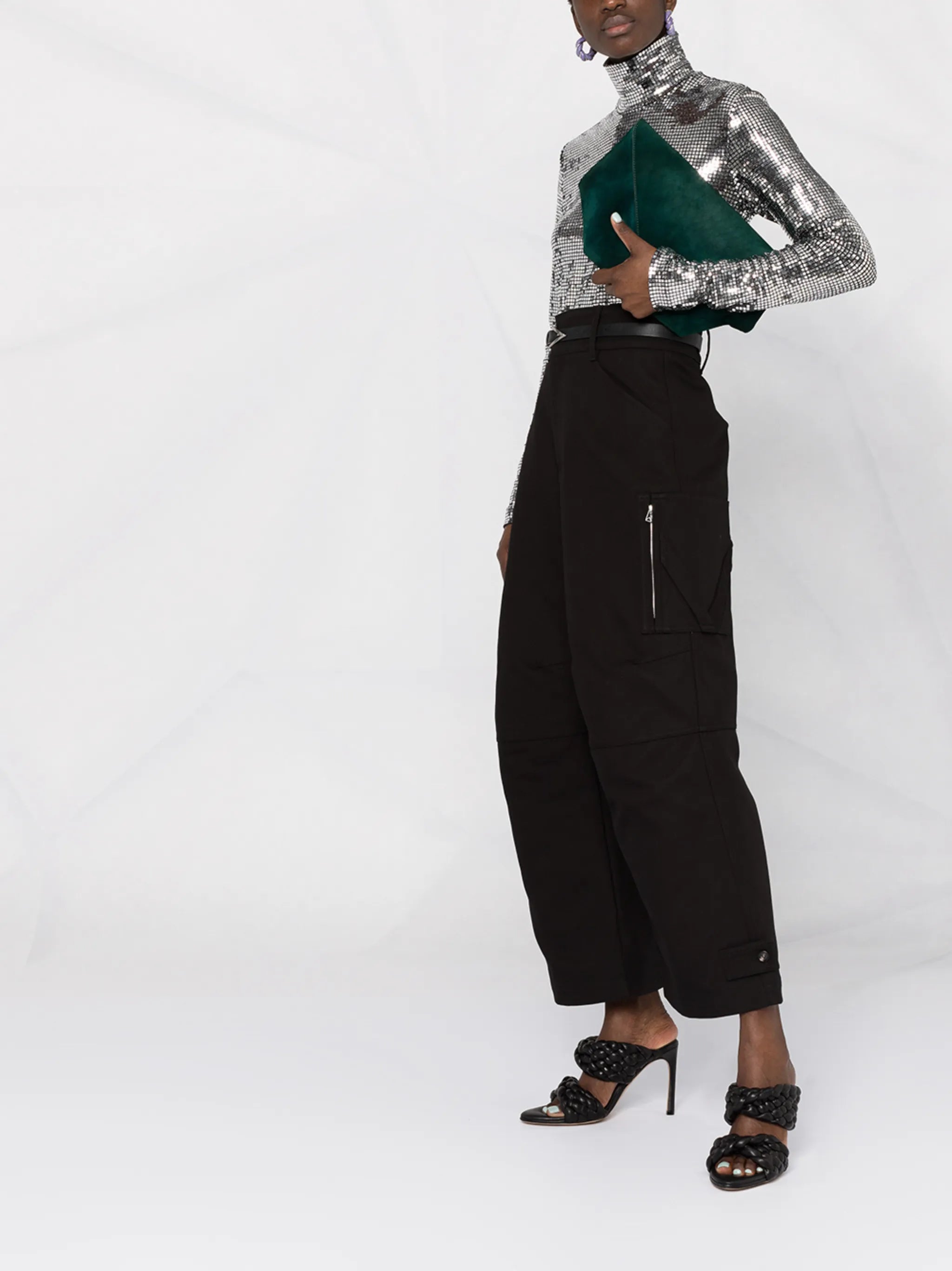 high-waist cargo trousers