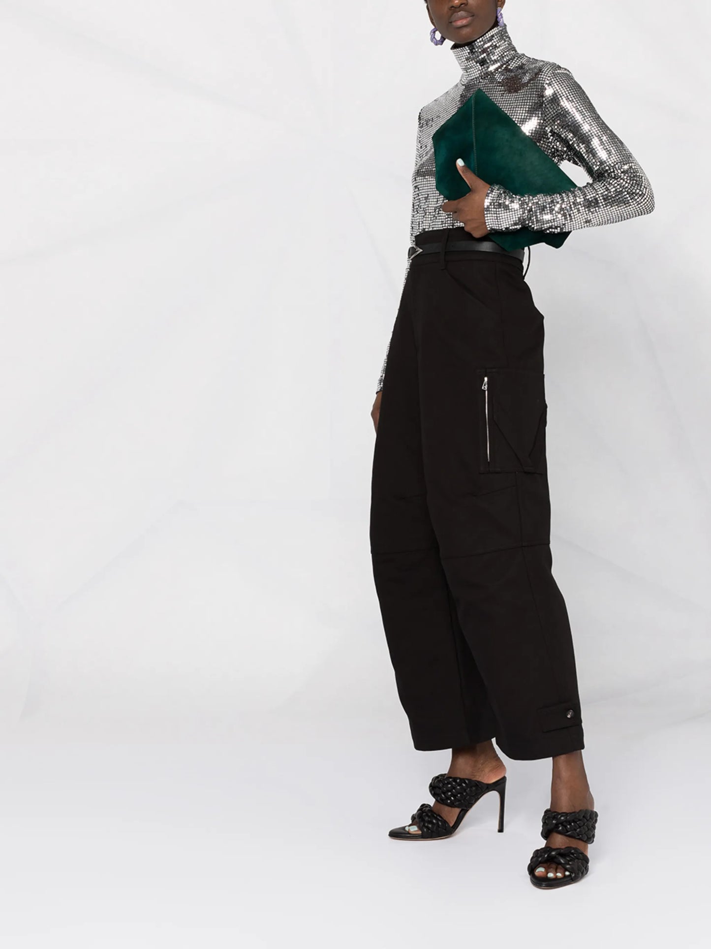 high-waist cargo trousers