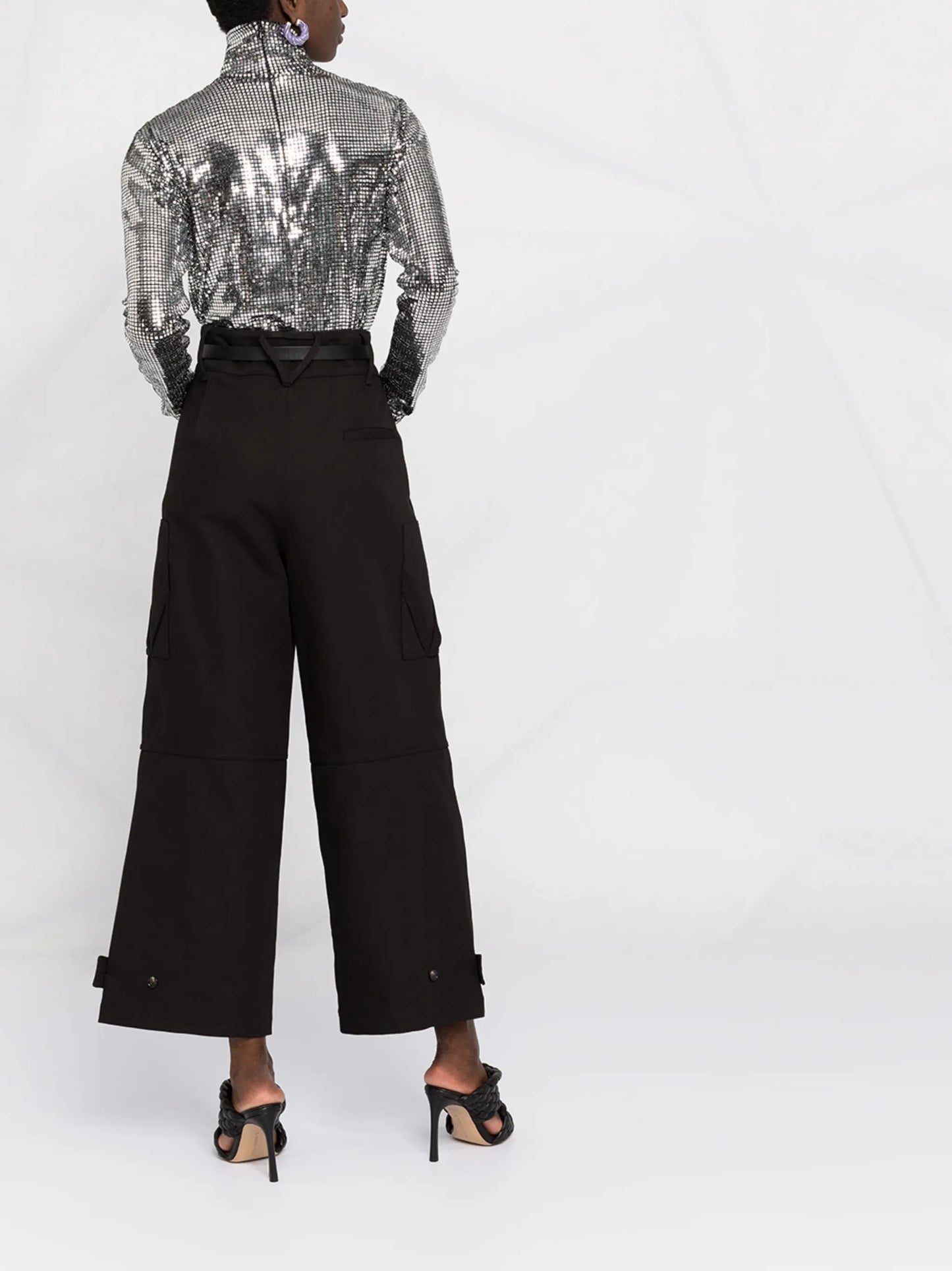 high-waist cargo trousers