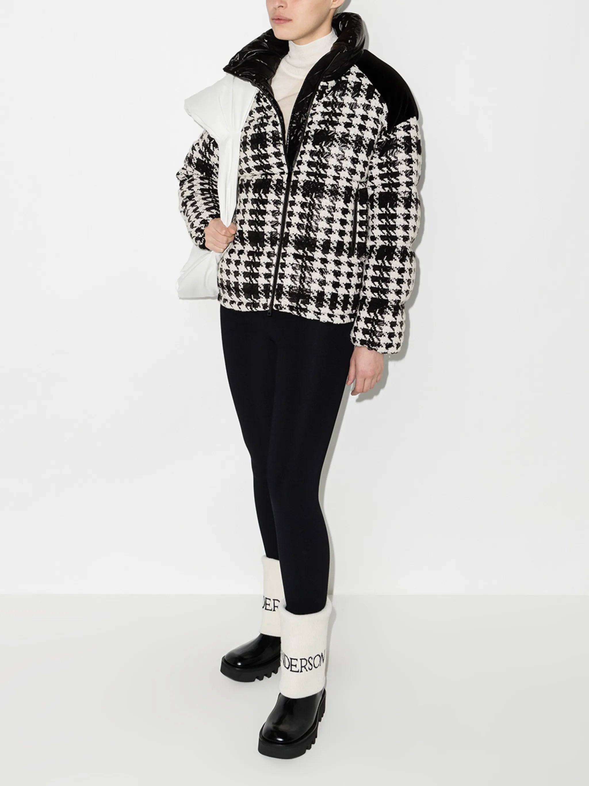 Erine houndstooth-pattrn puffer jacket