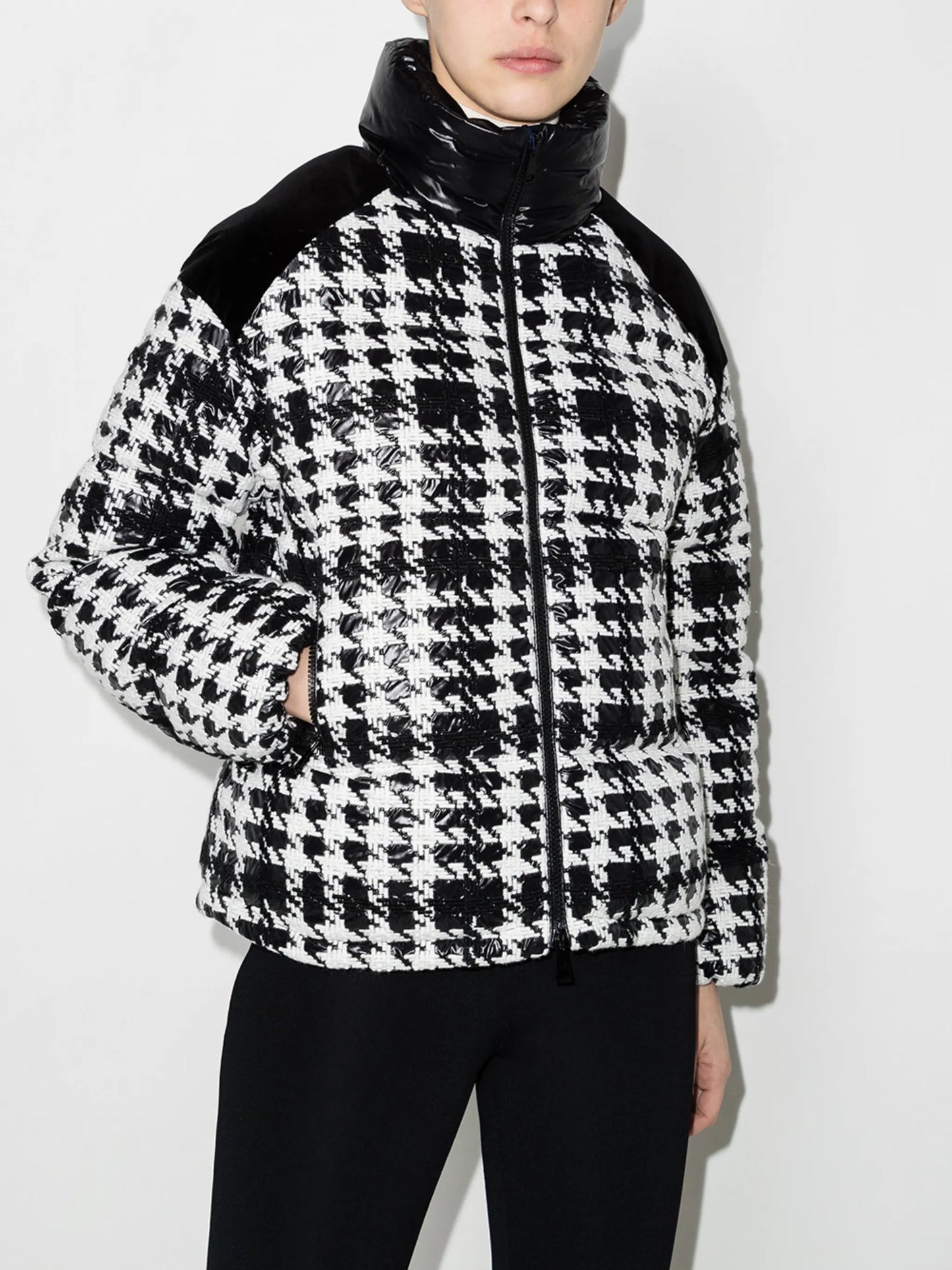 Erine houndstooth-pattrn puffer jacket