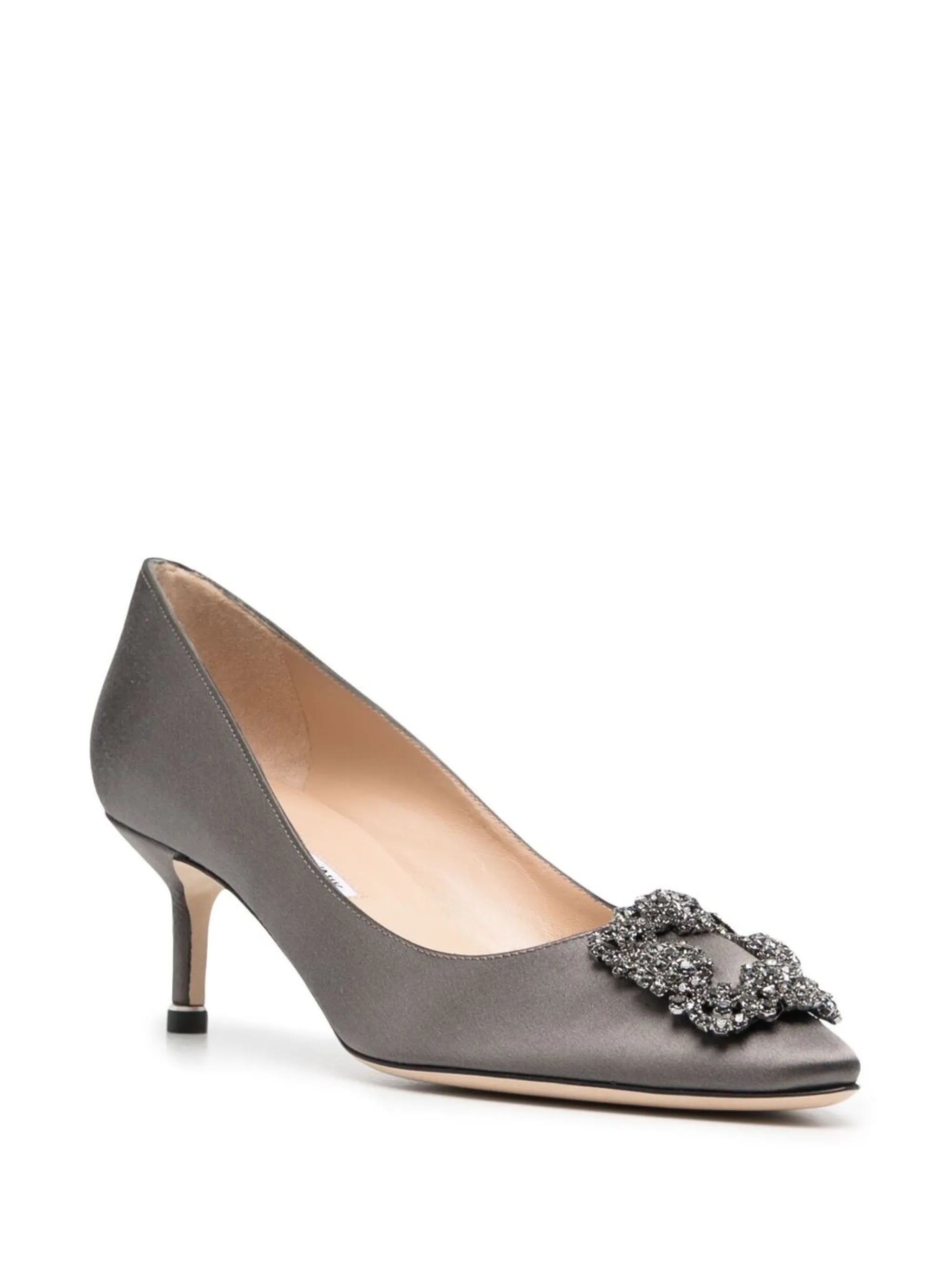 50mm Hangisi crystal-buckle leather pumps