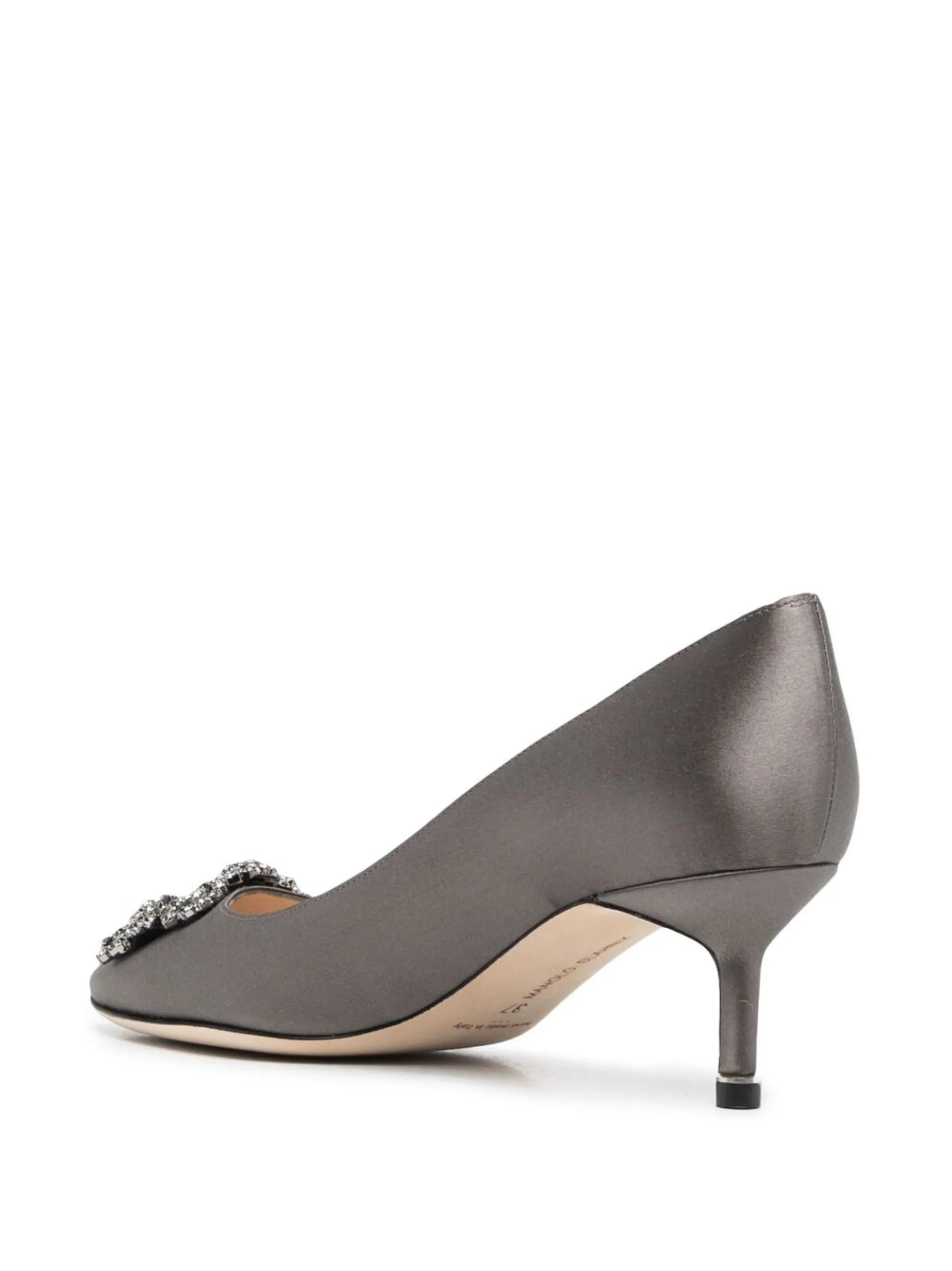50mm Hangisi crystal-buckle leather pumps