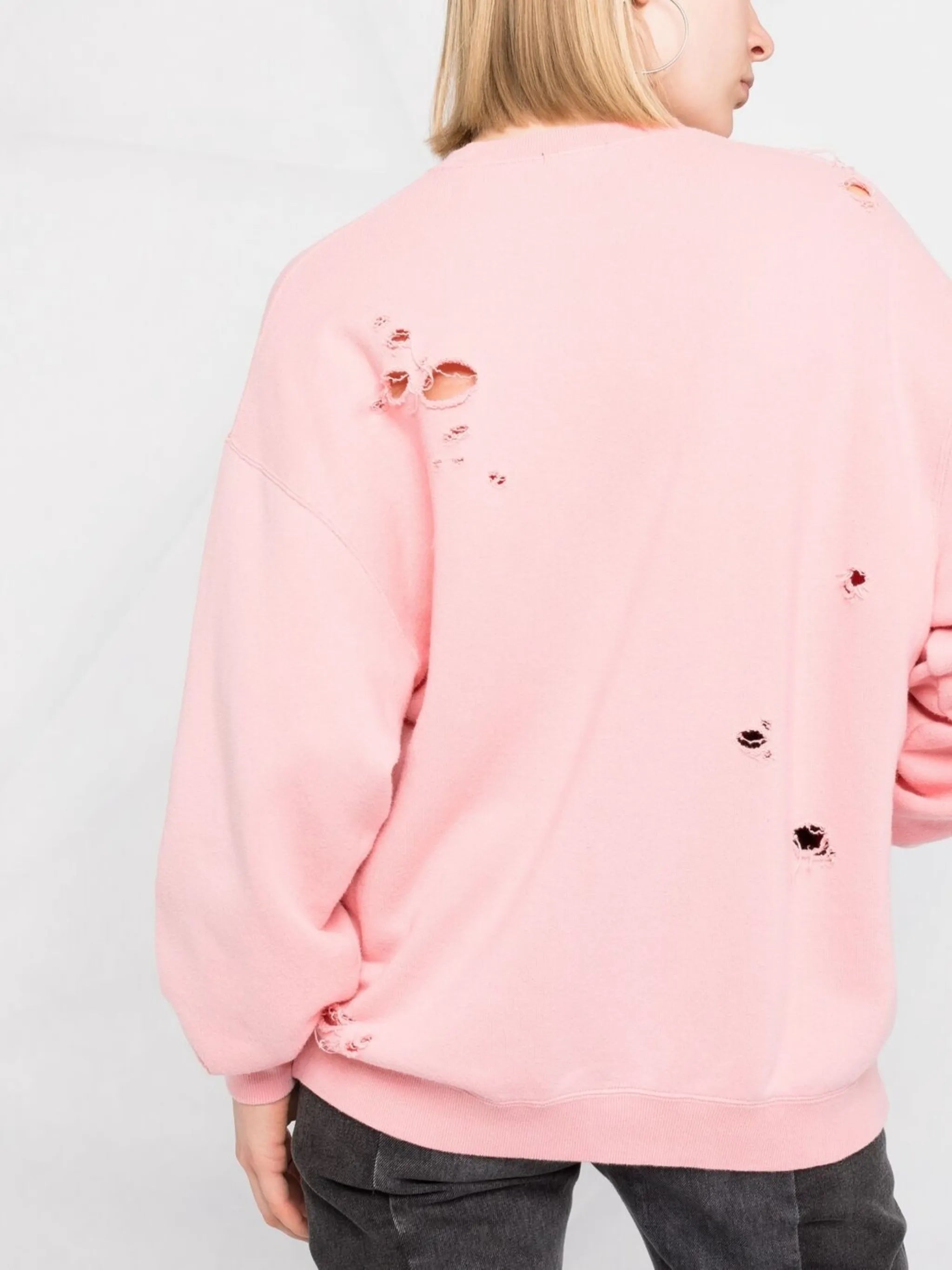 distressed cotton-blend sweatshirt