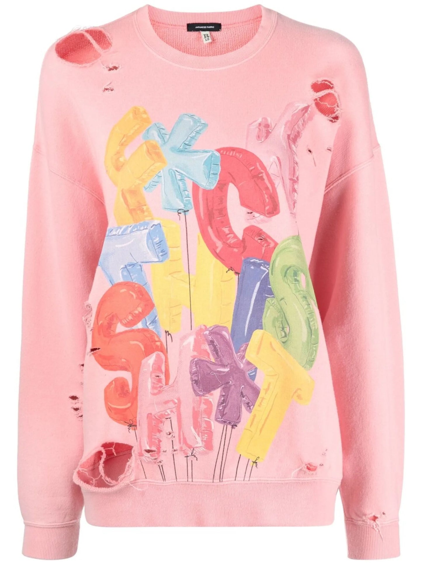 distressed cotton-blend sweatshirt