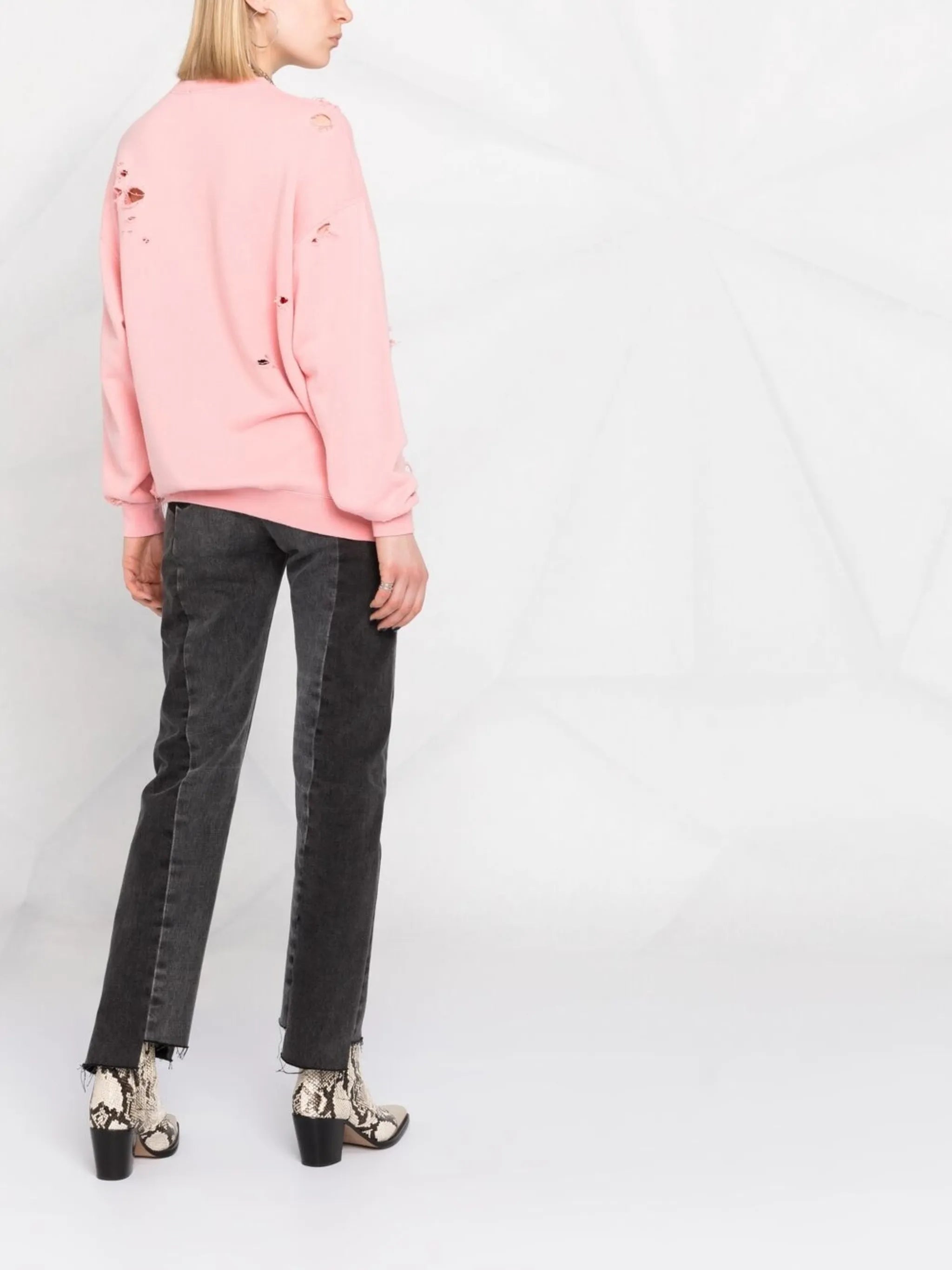 distressed cotton-blend sweatshirt