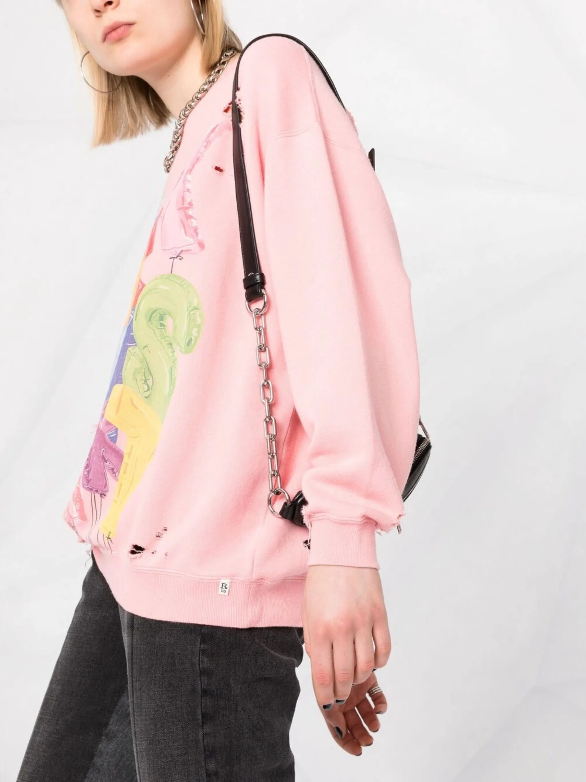 distressed cotton-blend sweatshirt