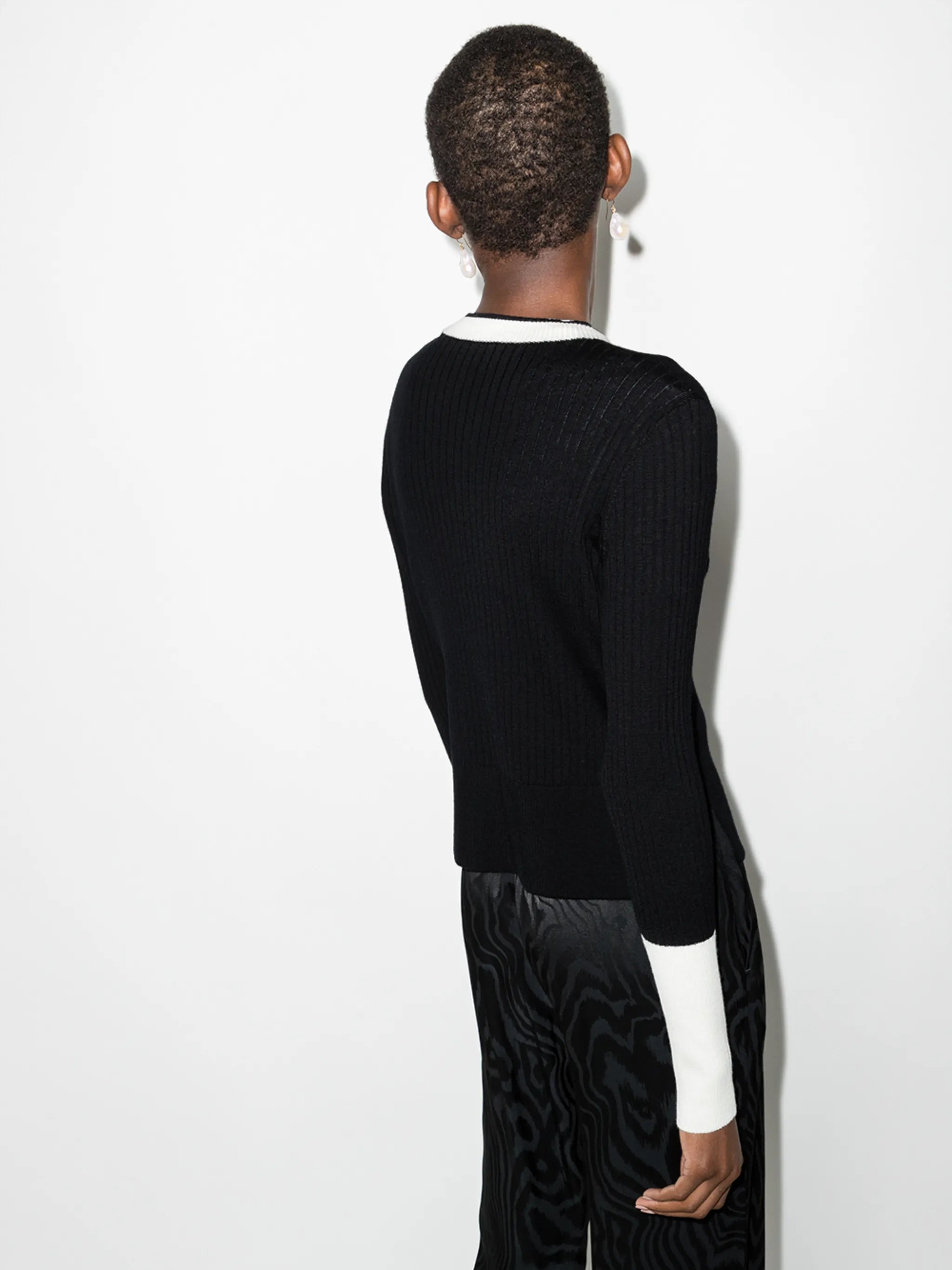 ribbed-knit wool cardigan