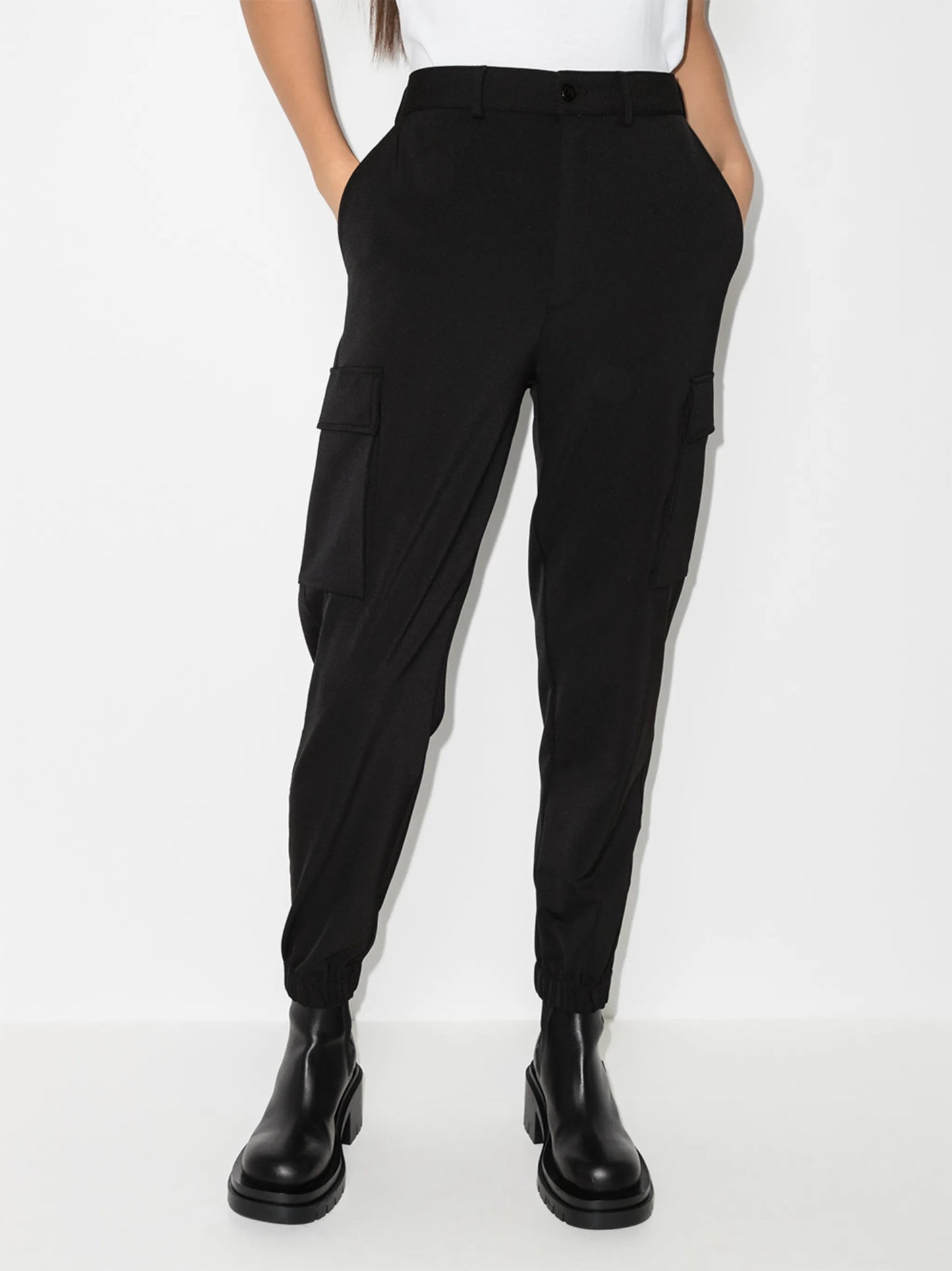 high-waisted cargo trousers