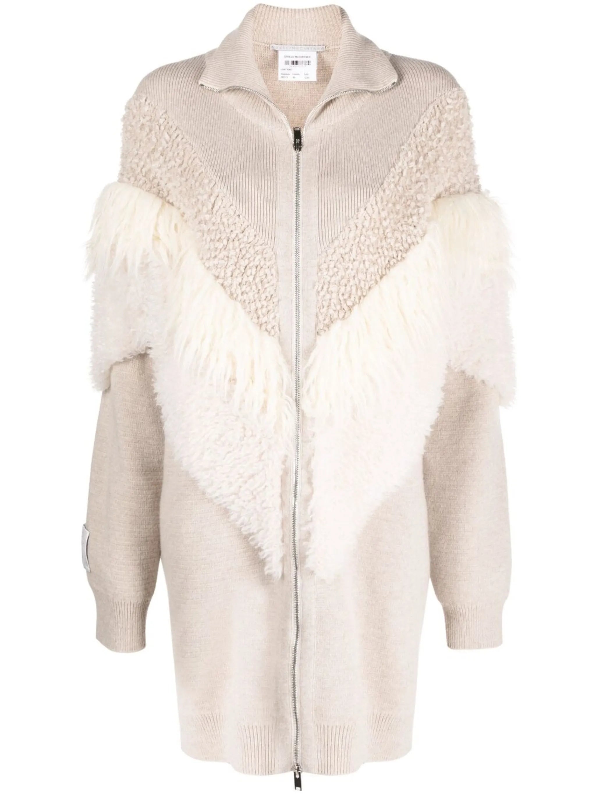 textured-panel knitted coat