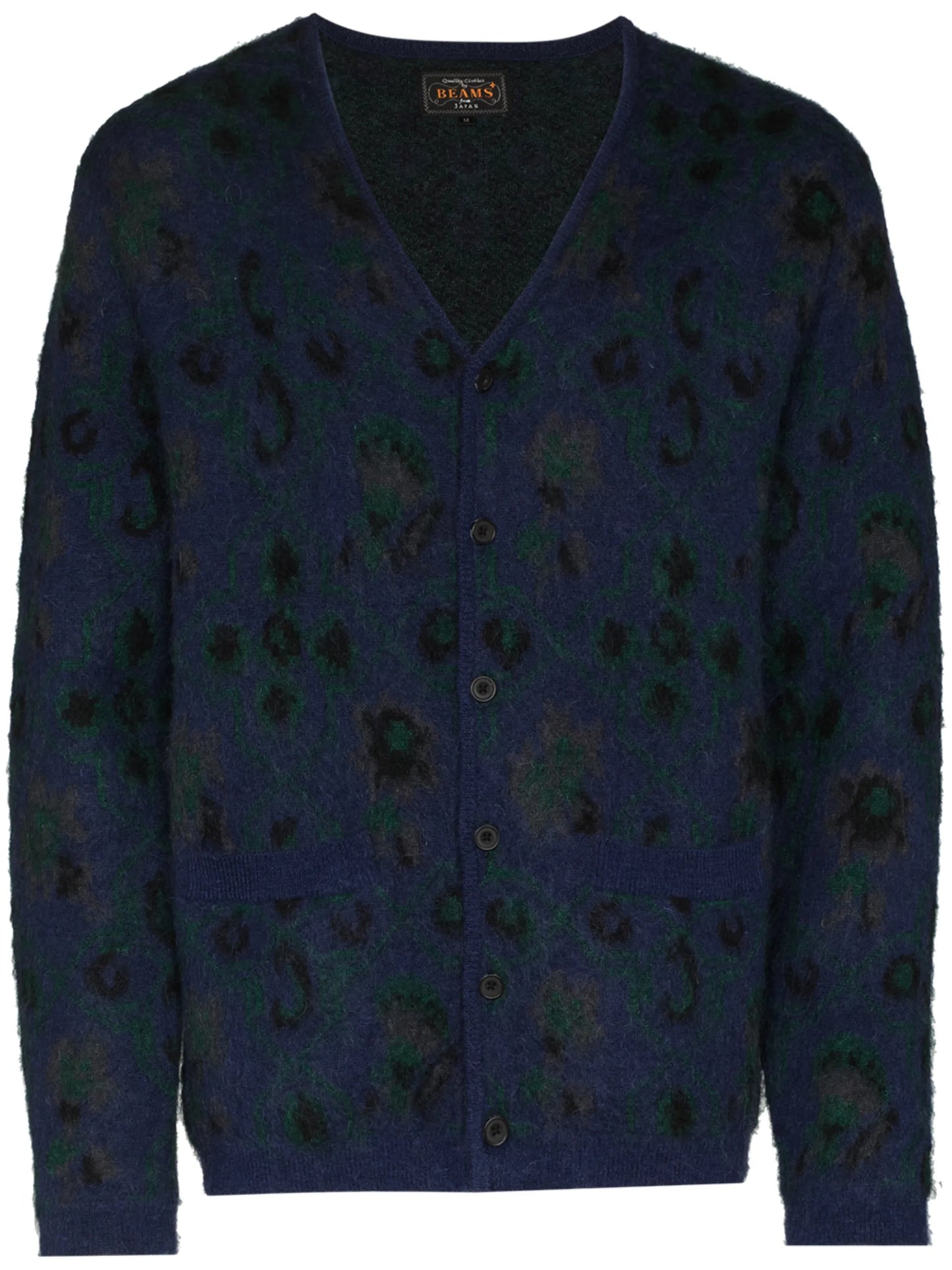 botanical jacquard V-neck cardigan