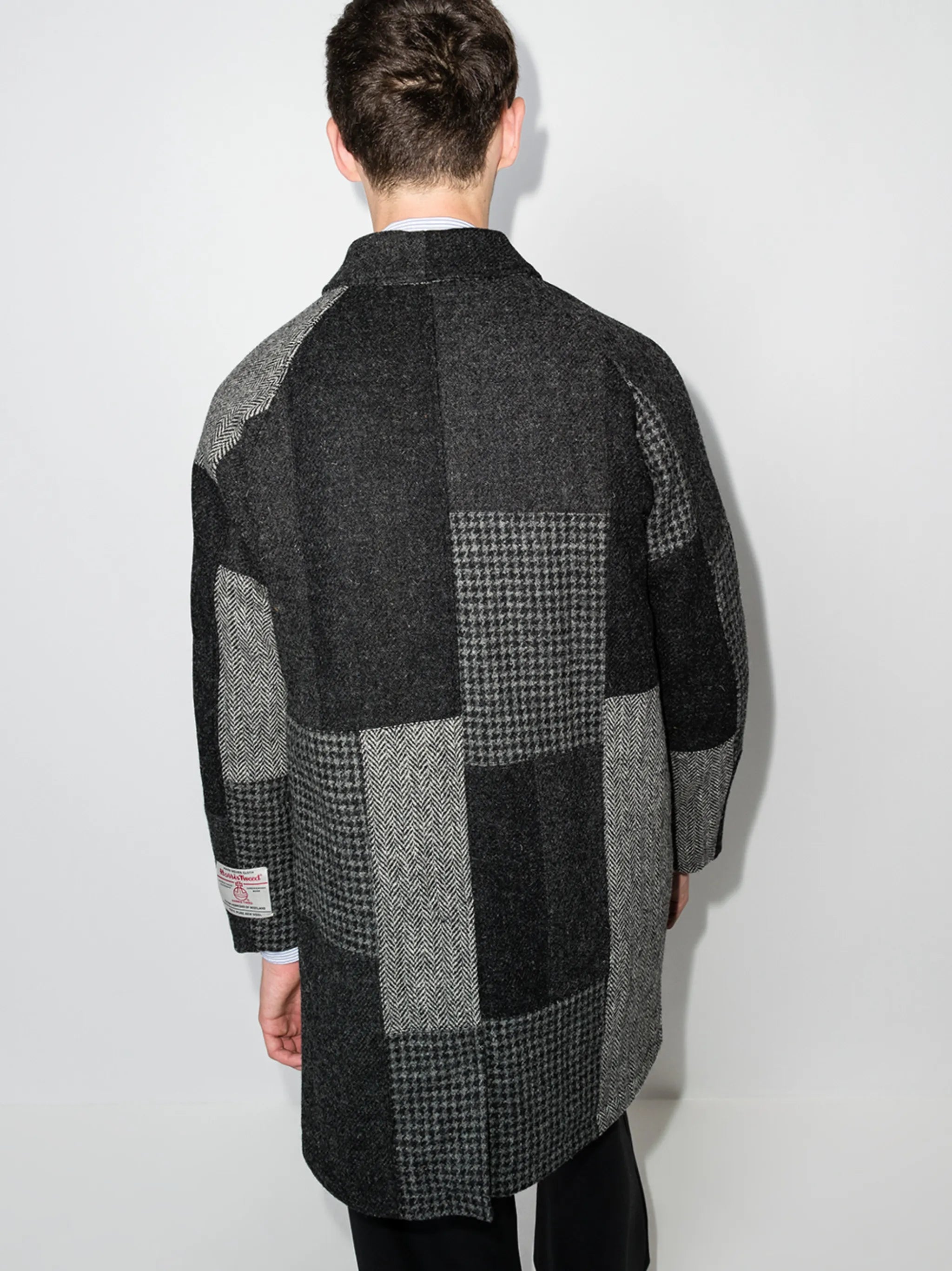 single-breasted patchwork coat
