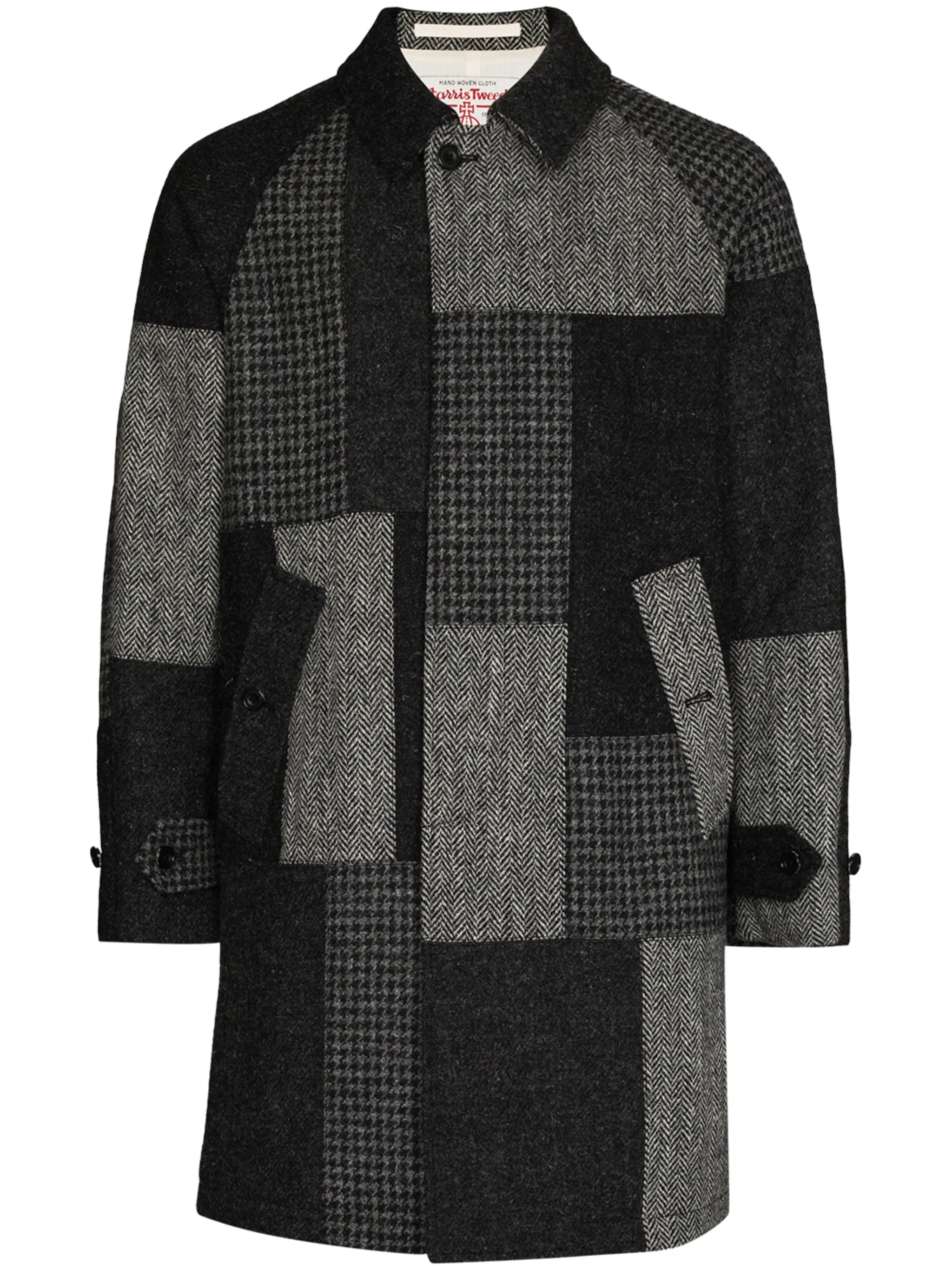 single-breasted patchwork coat