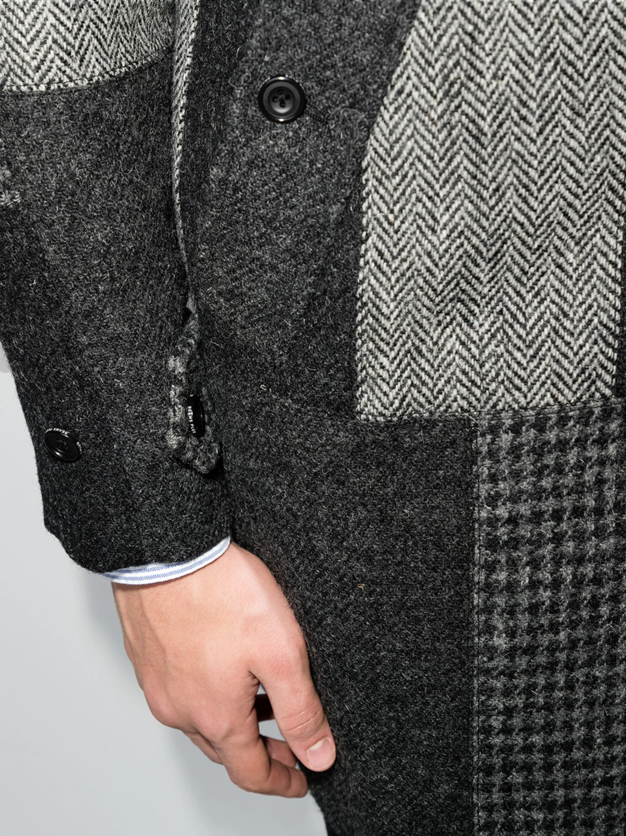 single-breasted patchwork coat