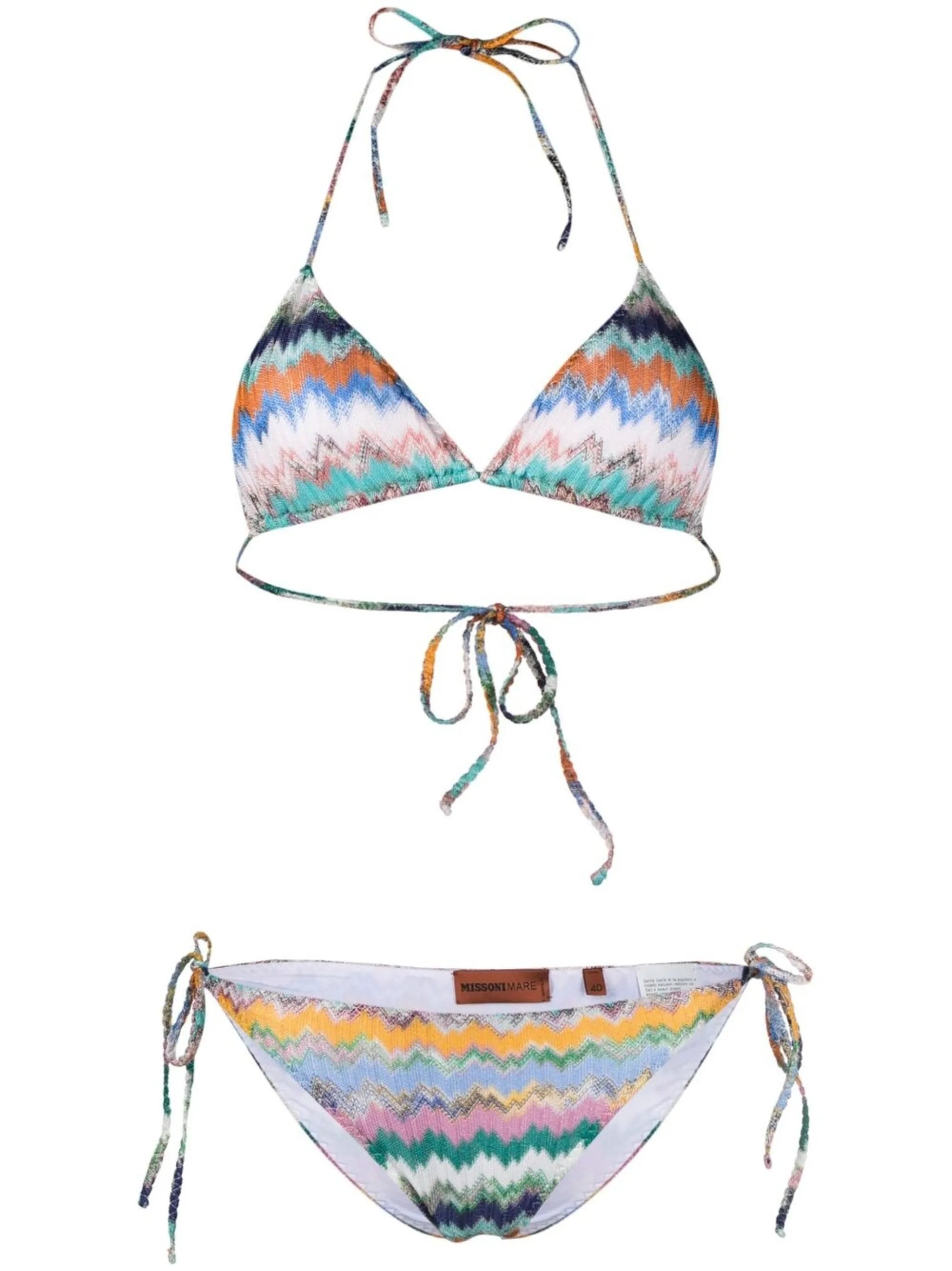 Mare Light chevron-knit bikini set