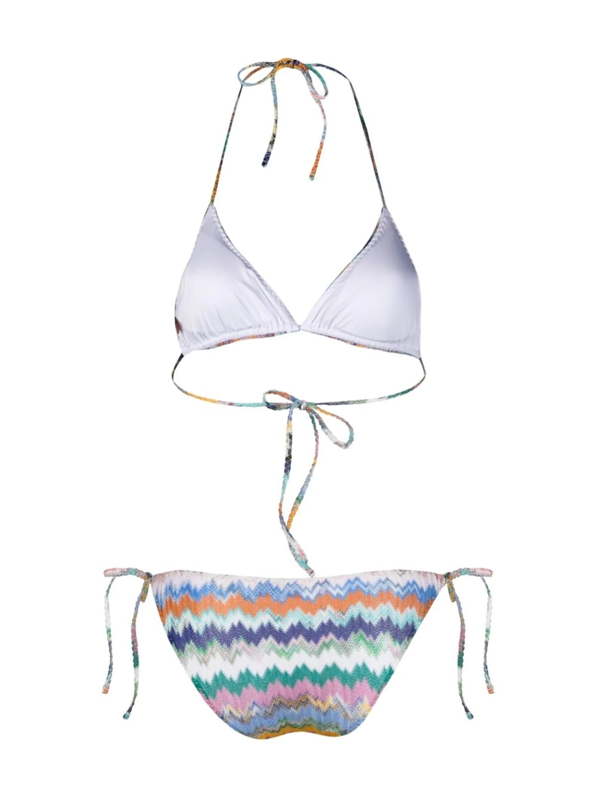 Mare Light chevron-knit bikini set