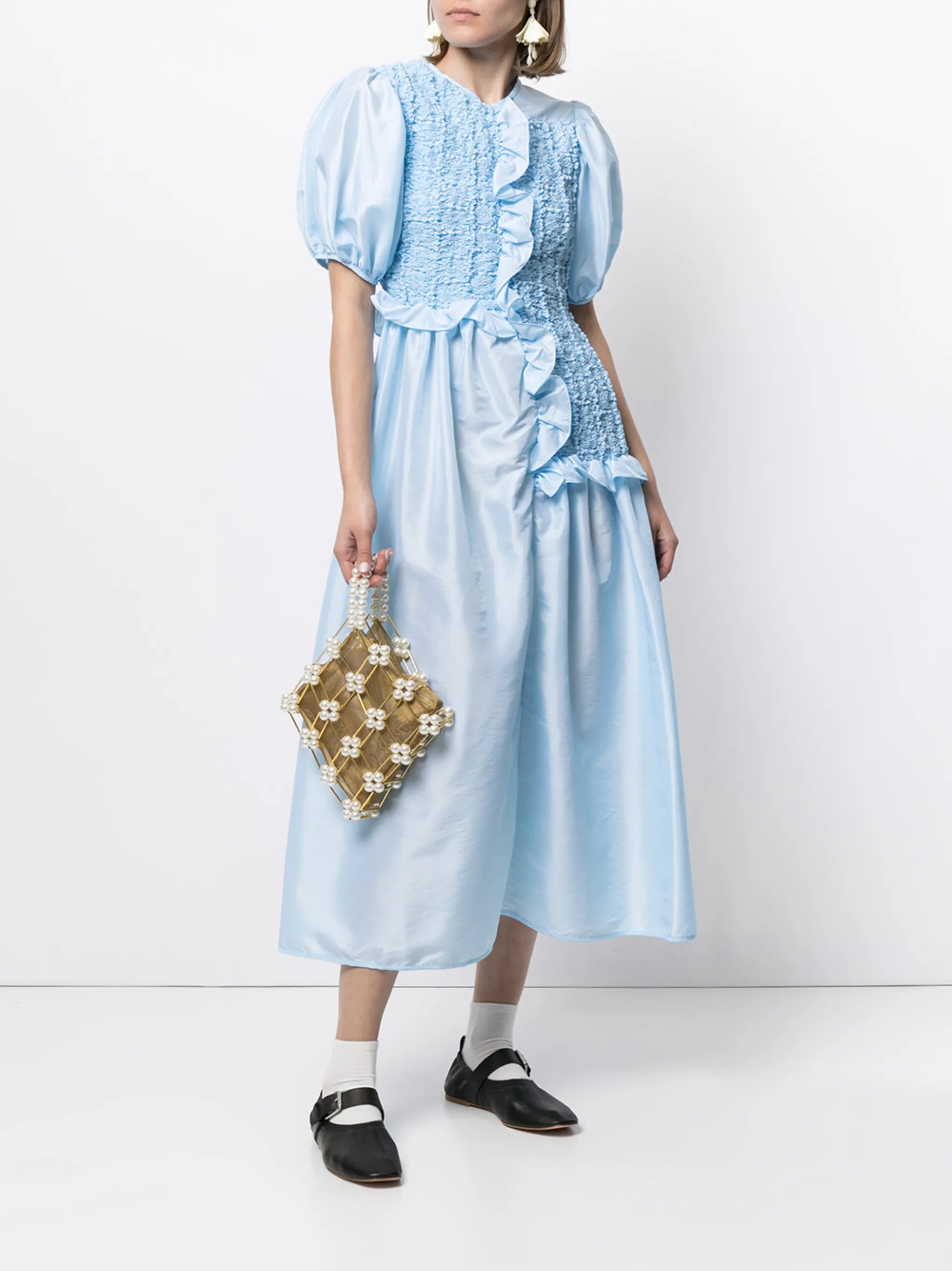 Camden ruffled puff-sleeve dress