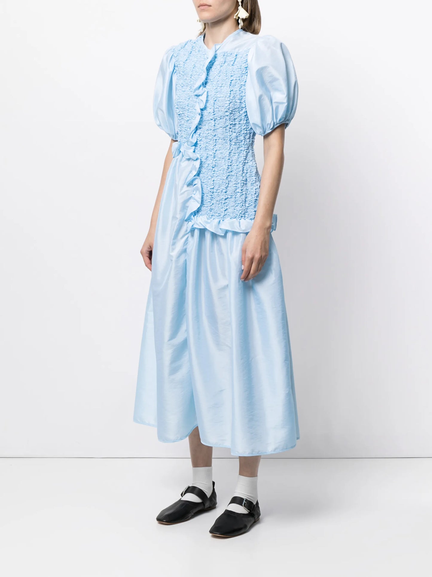 Camden ruffled puff-sleeve dress