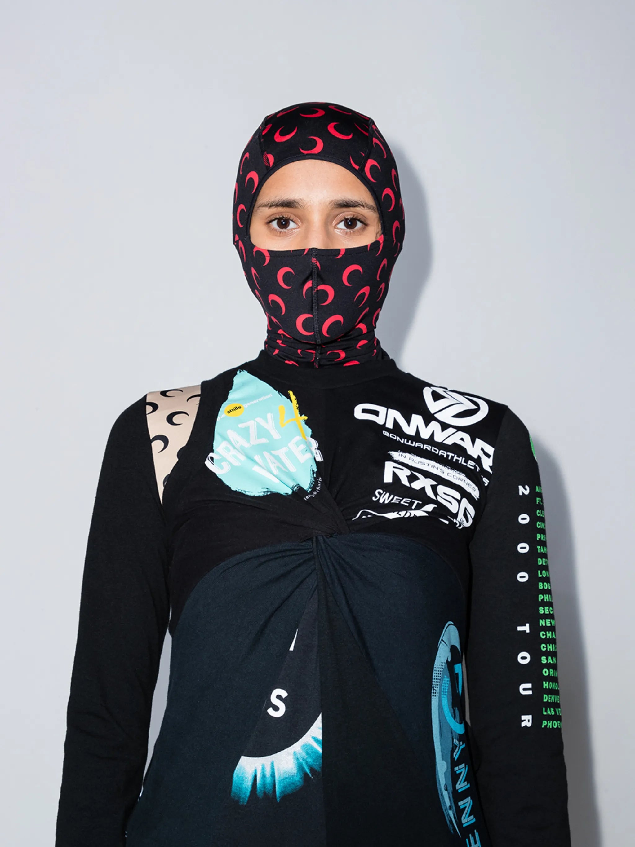 crescent moon-print balaclava