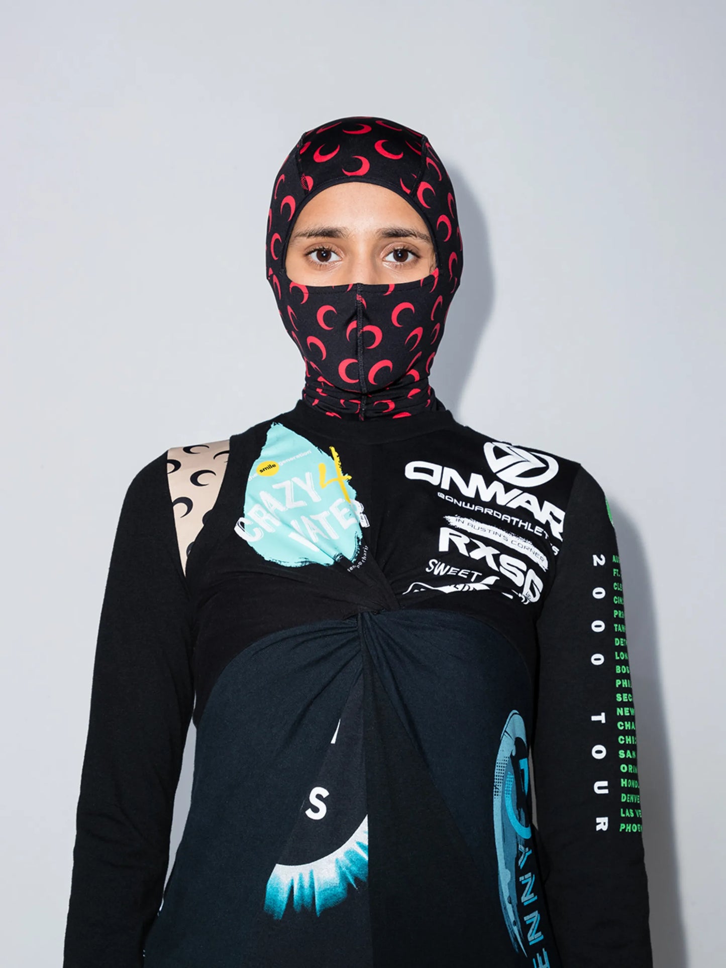 crescent moon-print balaclava
