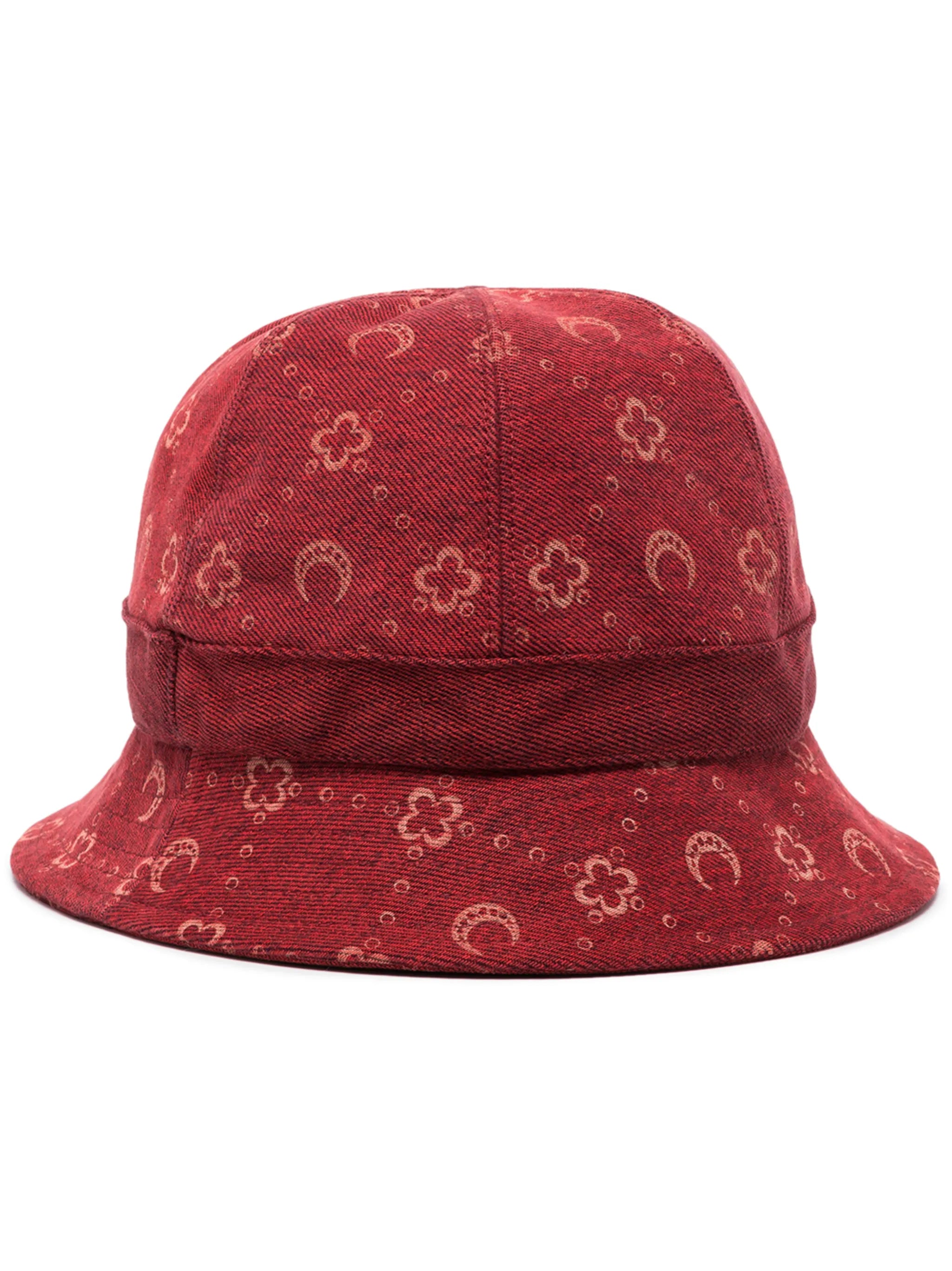 moon pattern denim bucket hat