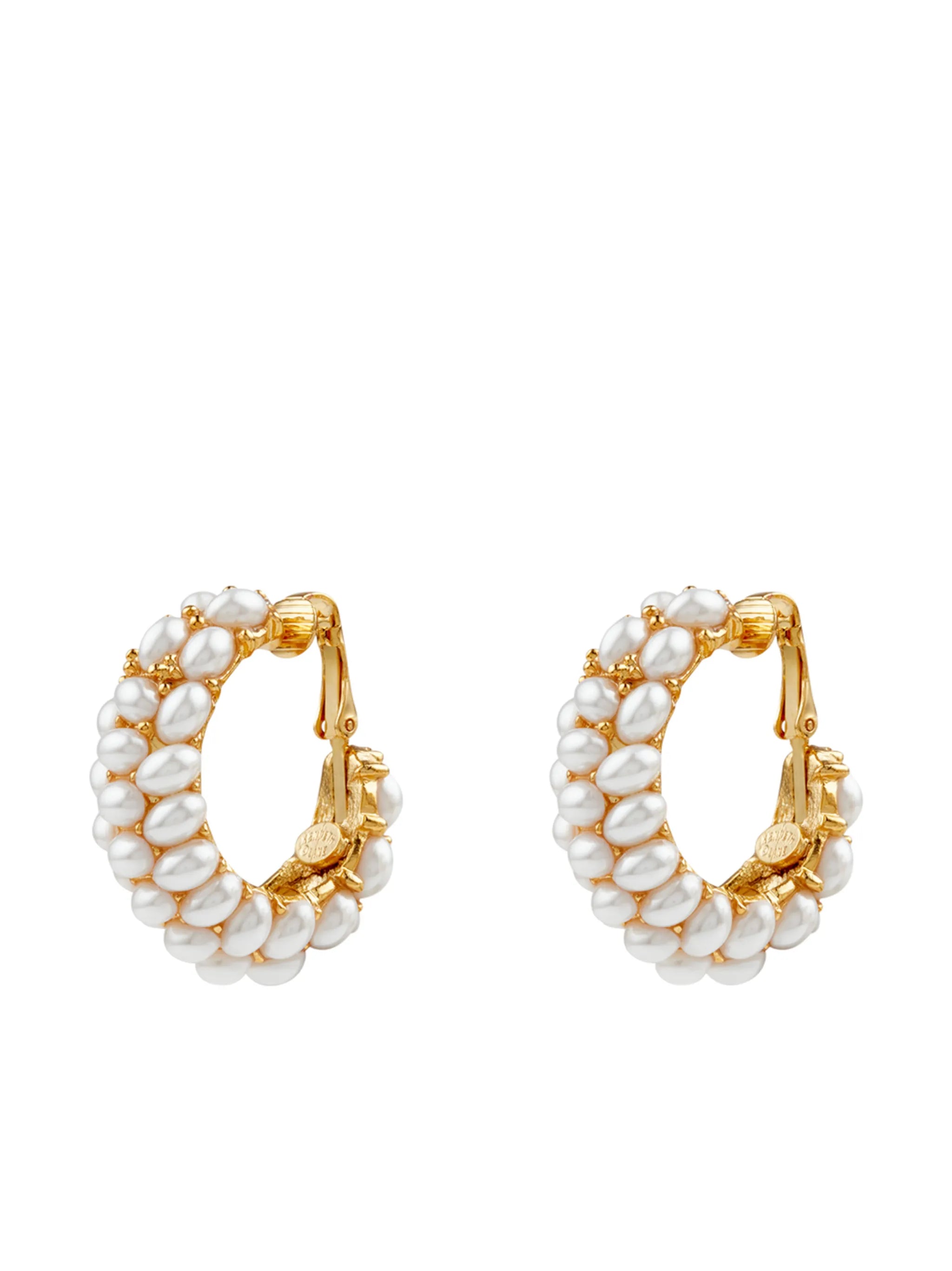 pearl-cluster clip-on hoop earrings