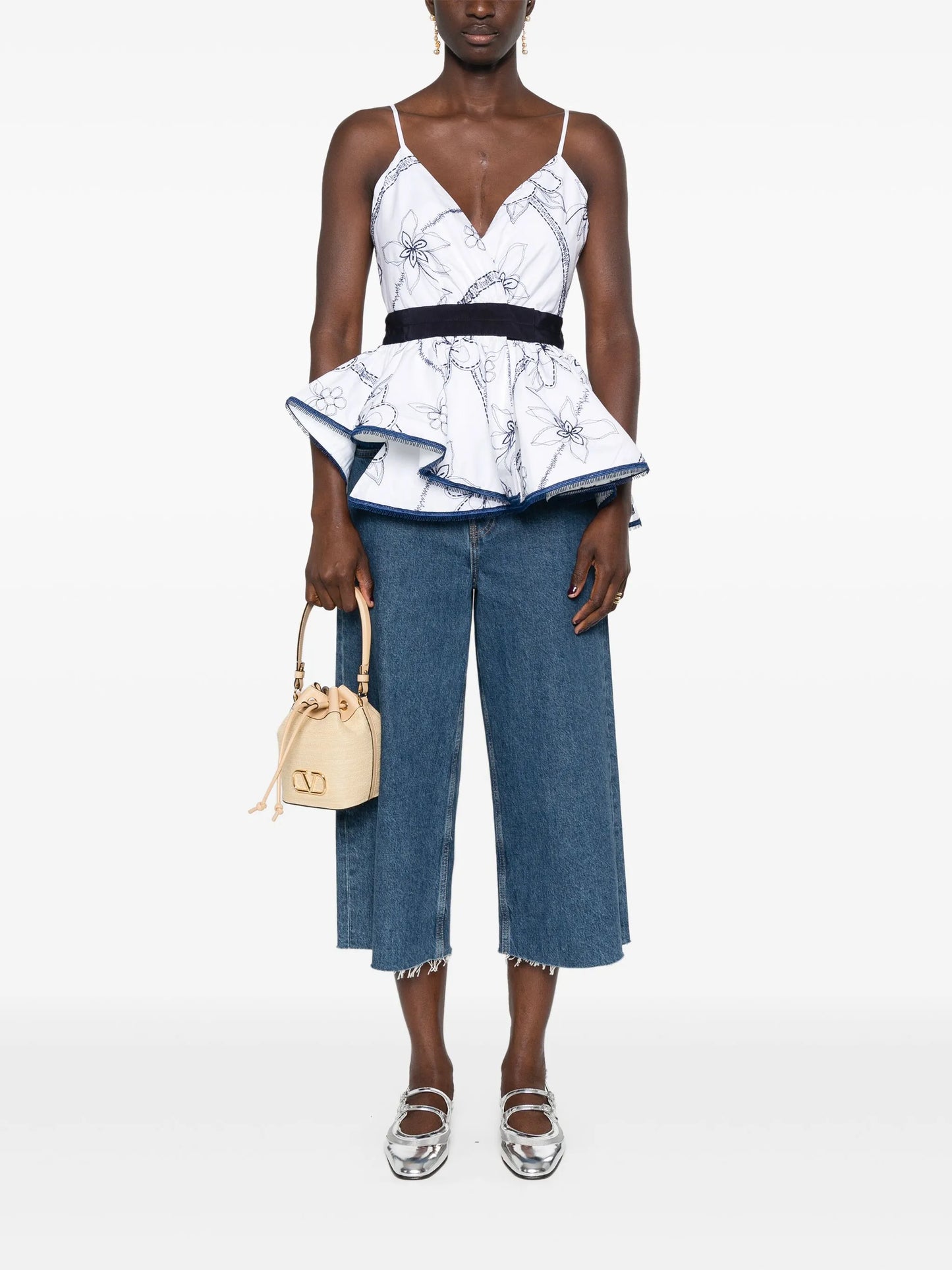 Leila flora- embroidered top