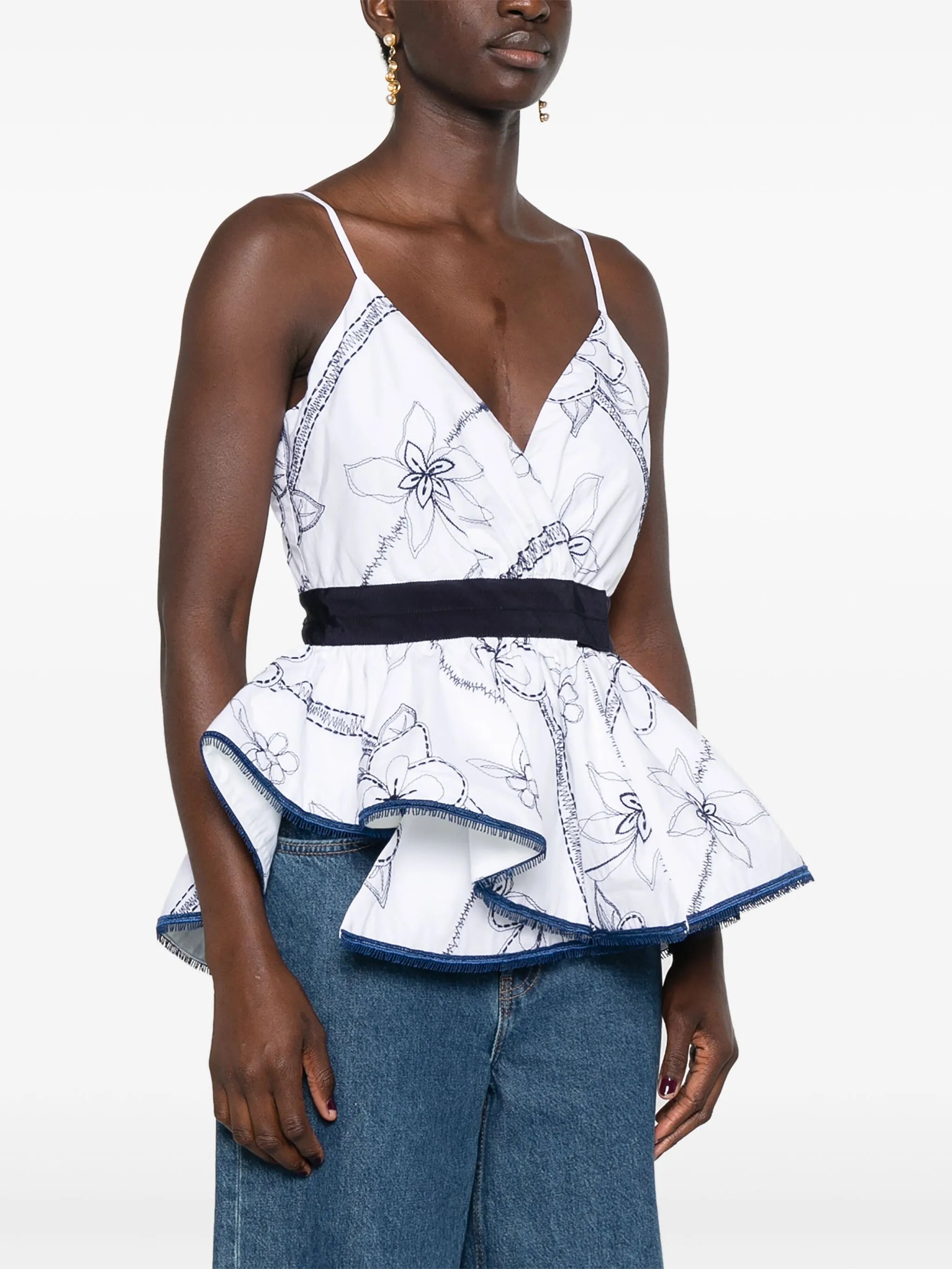 Leila flora- embroidered top