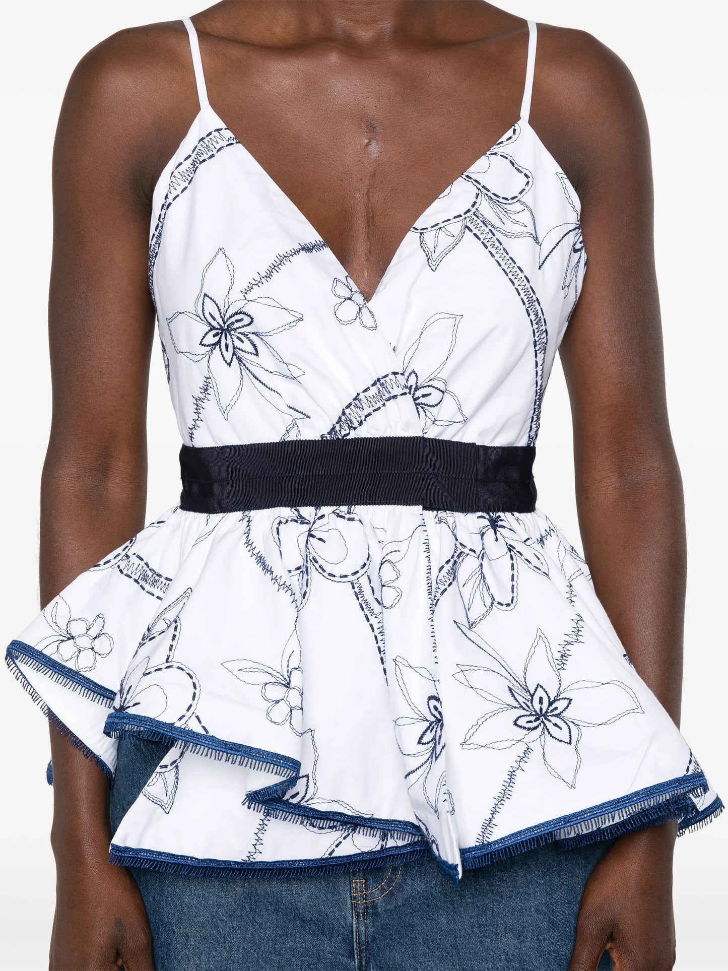 Leila flora- embroidered top