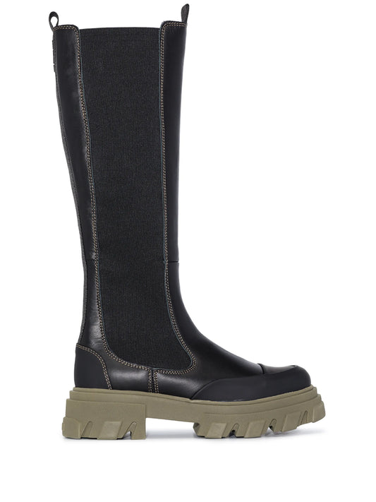 chunky calf-length boots