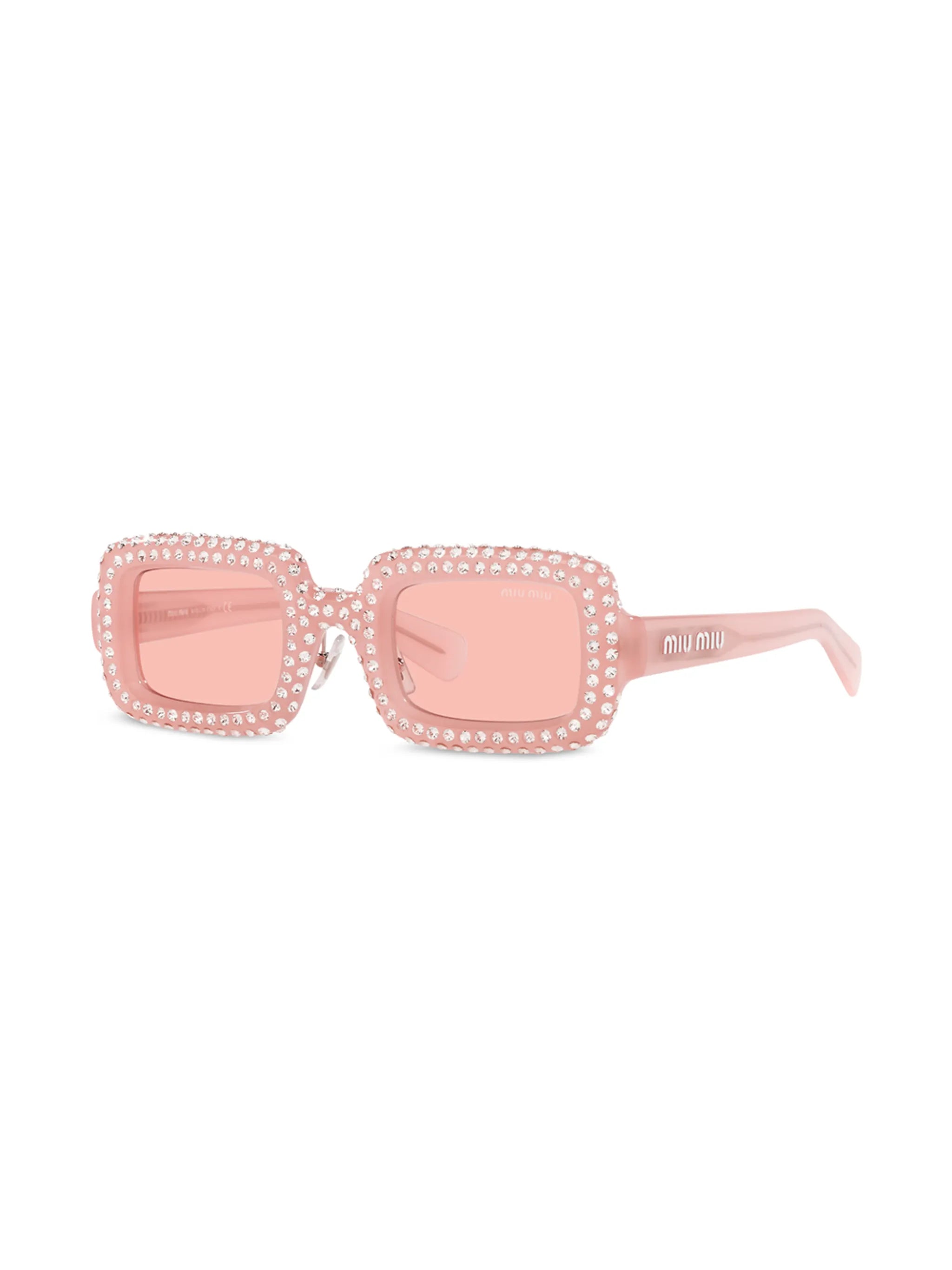 crystal-embellished rectangle-frame sunglasses